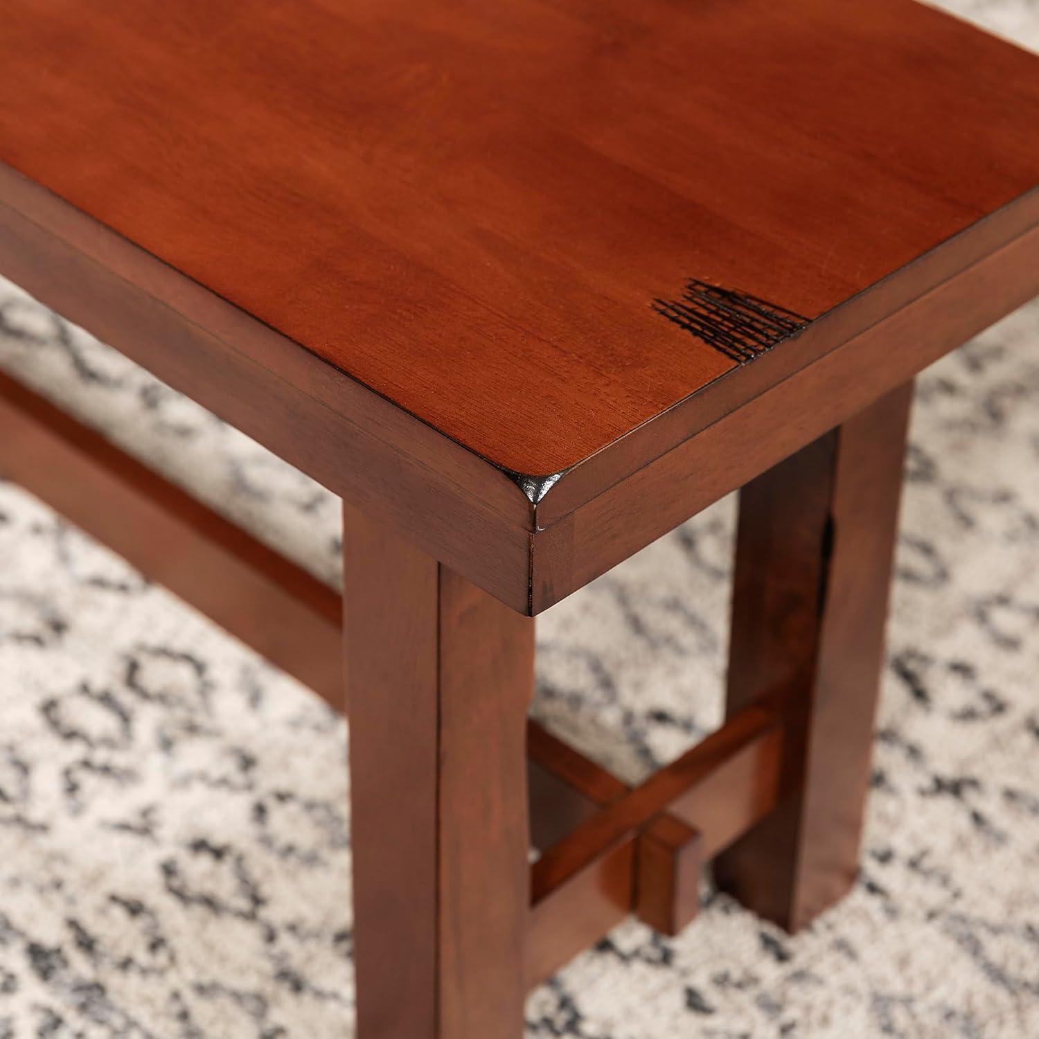 imageWalker Edison 68quot Drop Leaf Trestle Wood Dining Table in Dark OakBench