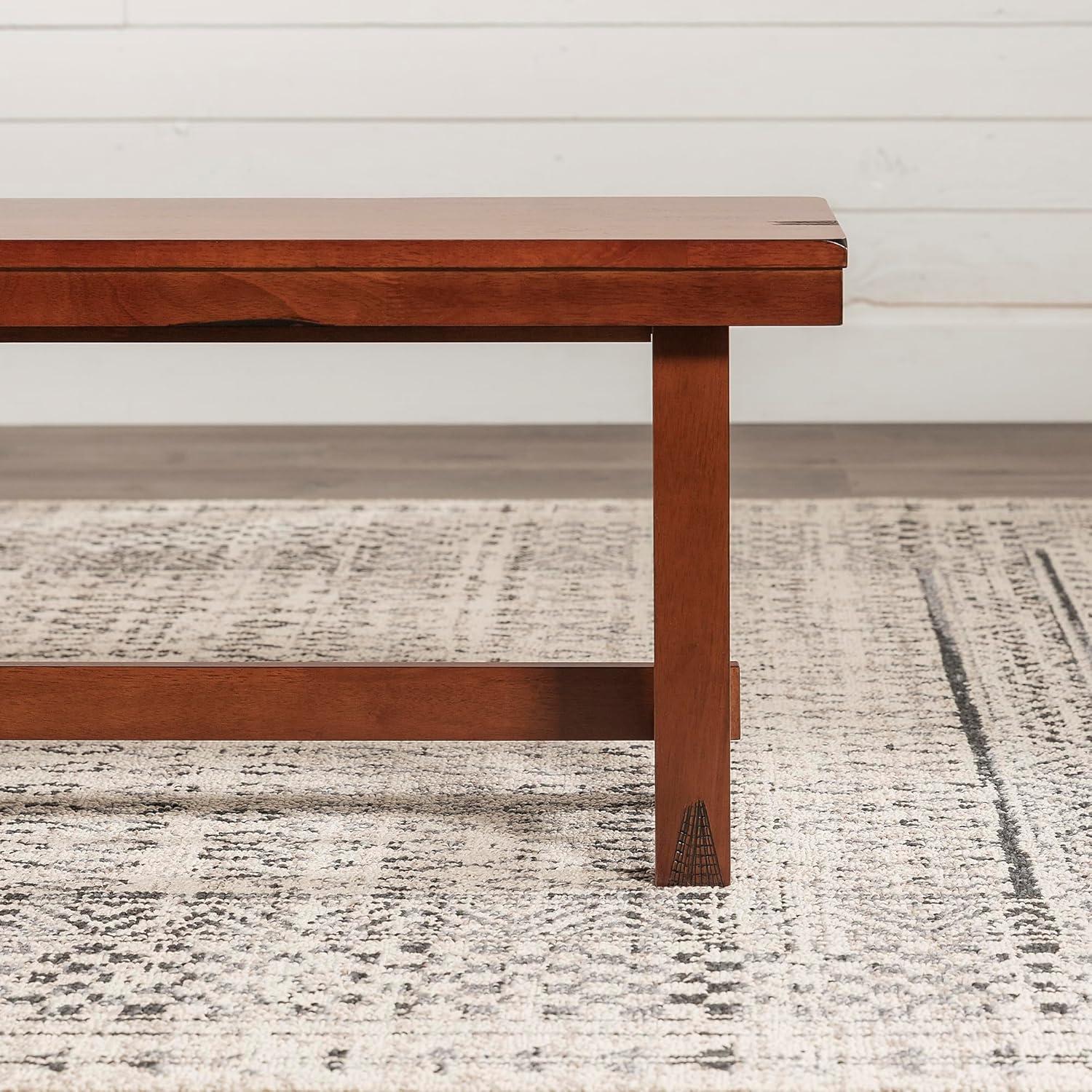 imageWalker Edison 68quot Drop Leaf Trestle Wood Dining Table in Dark OakBench