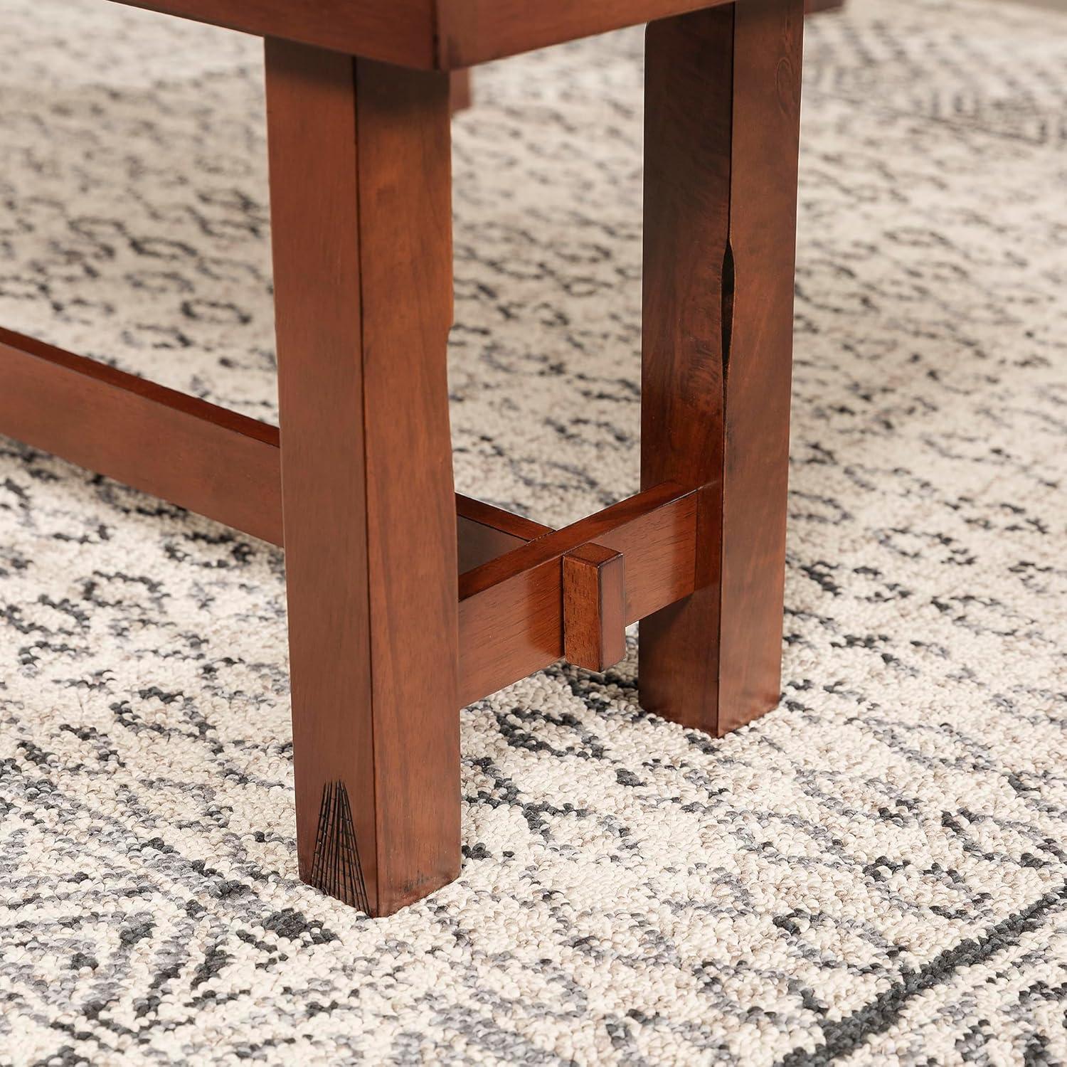 imageWalker Edison 68quot Drop Leaf Trestle Wood Dining Table in Dark OakBench