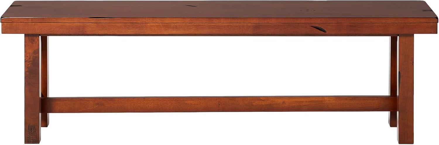 imageWalker Edison 68quot Drop Leaf Trestle Wood Dining Table in Dark OakBench