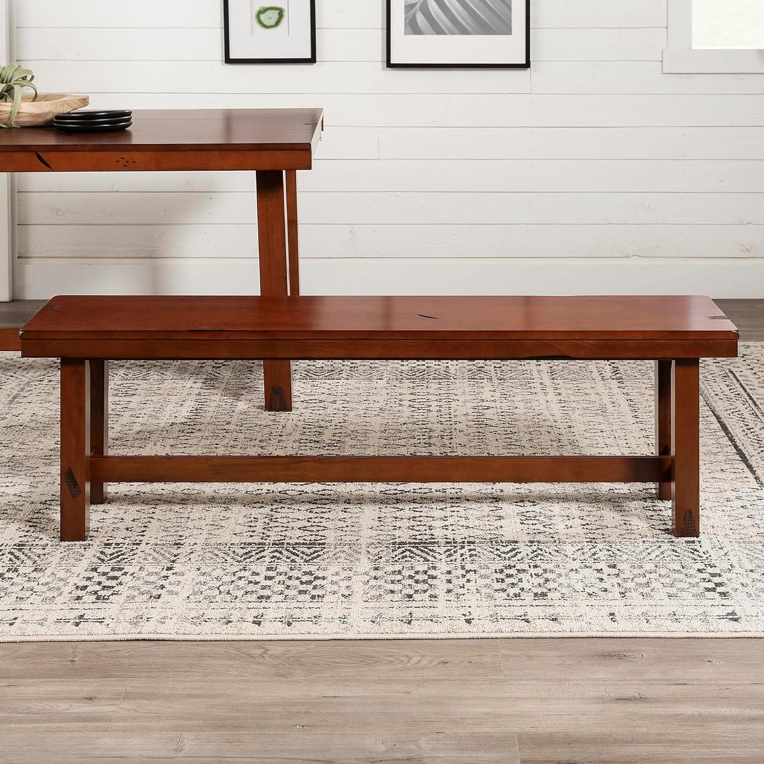 imageWalker Edison 68quot Drop Leaf Trestle Wood Dining Table in Dark OakBench