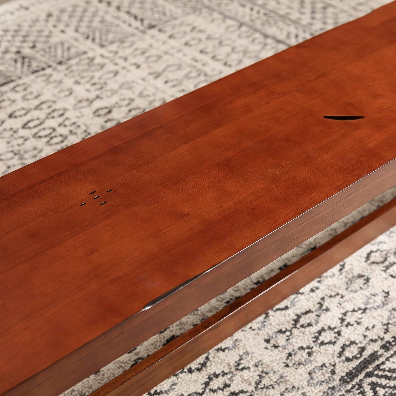 imageWalker Edison 68quot Drop Leaf Trestle Wood Dining Table in Dark OakBench