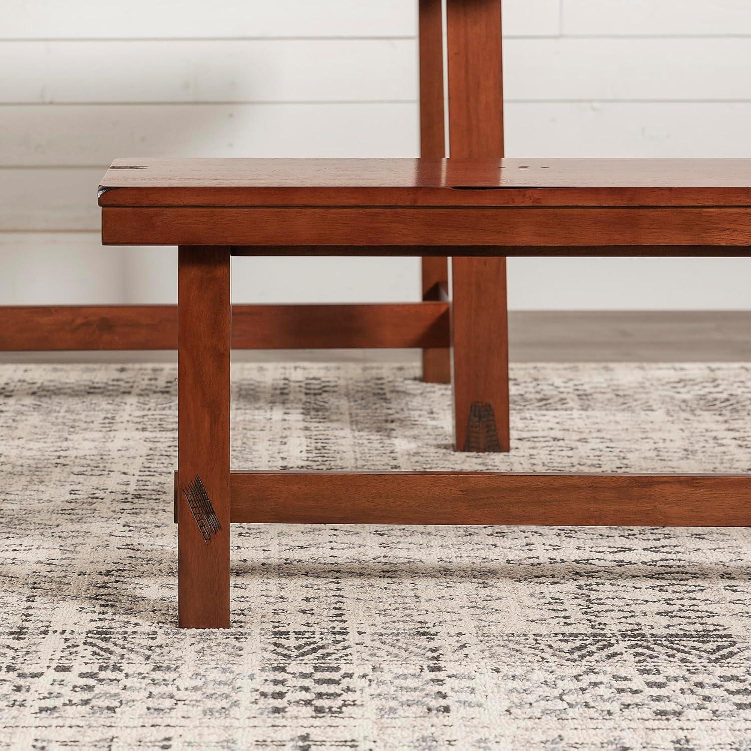 imageWalker Edison 68quot Drop Leaf Trestle Wood Dining Table in Dark OakBench