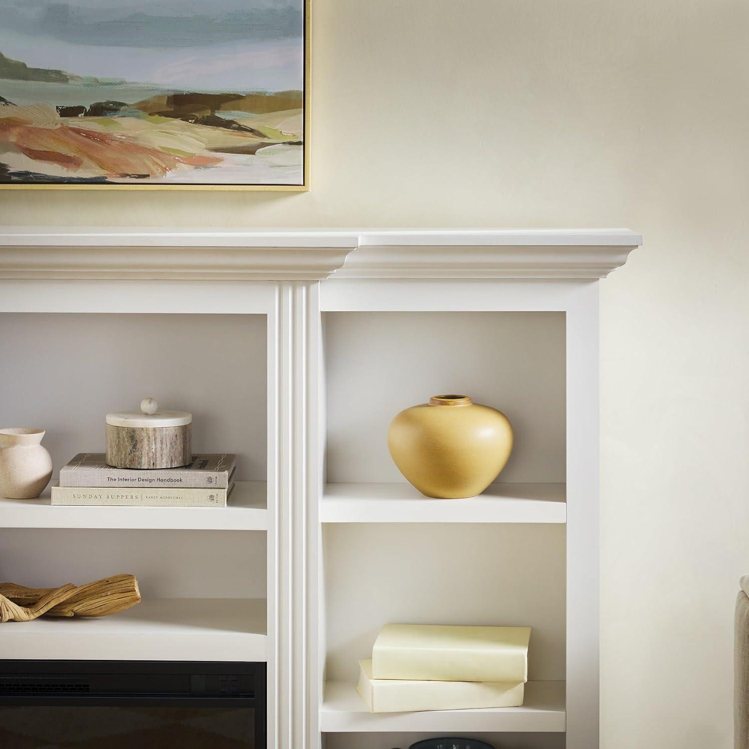 imageWalker Edison 70 Traditional Mantel Fireplace Freestanding Electric Fireplace with Shelves to Display Decor or Books Heats Rooms up to 1000 Square Feet 125quot D x 45quot H BrownWhite