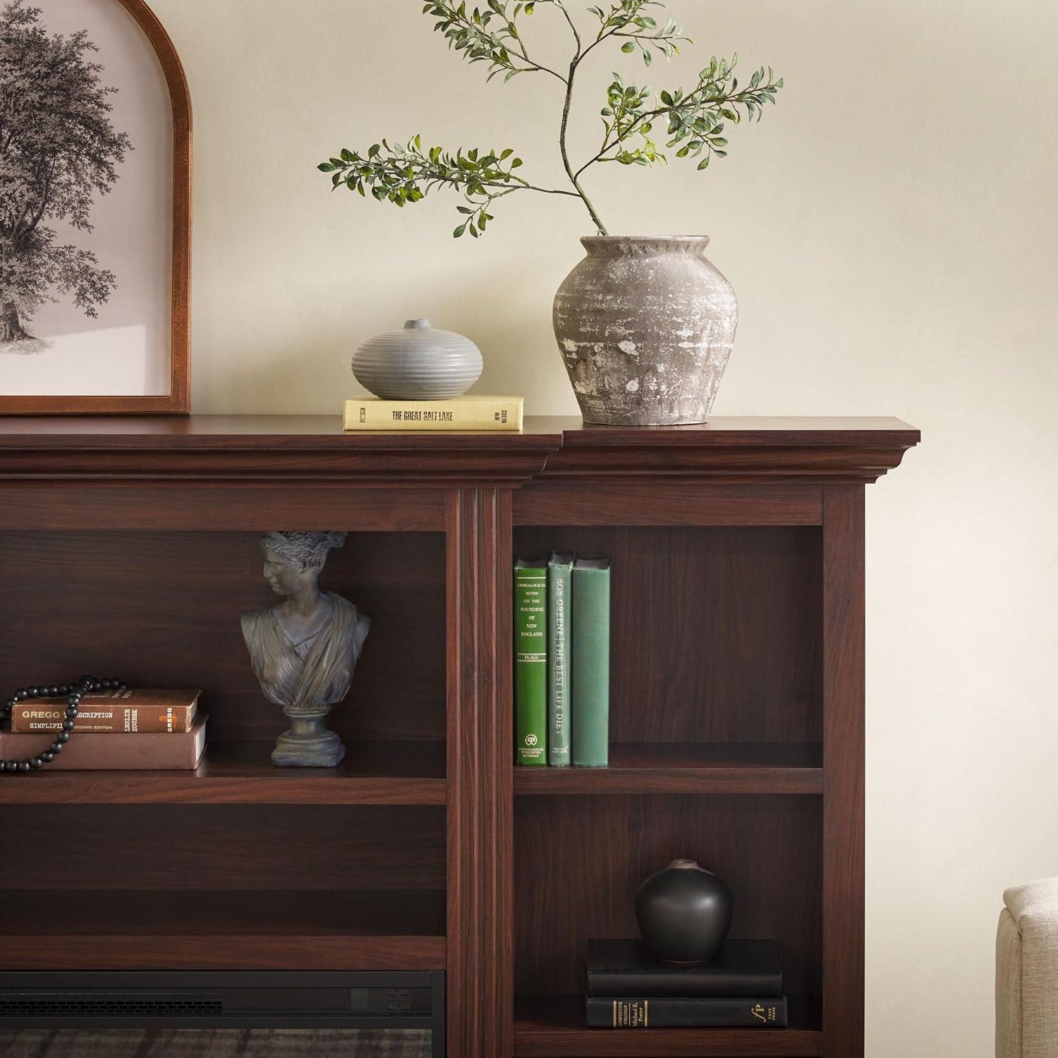 imageWalker Edison 70 Traditional Mantel Fireplace Freestanding Electric Fireplace with Shelves to Display Decor or Books Heats Rooms up to 1000 Square Feet 125quot D x 45quot H BrownBrown