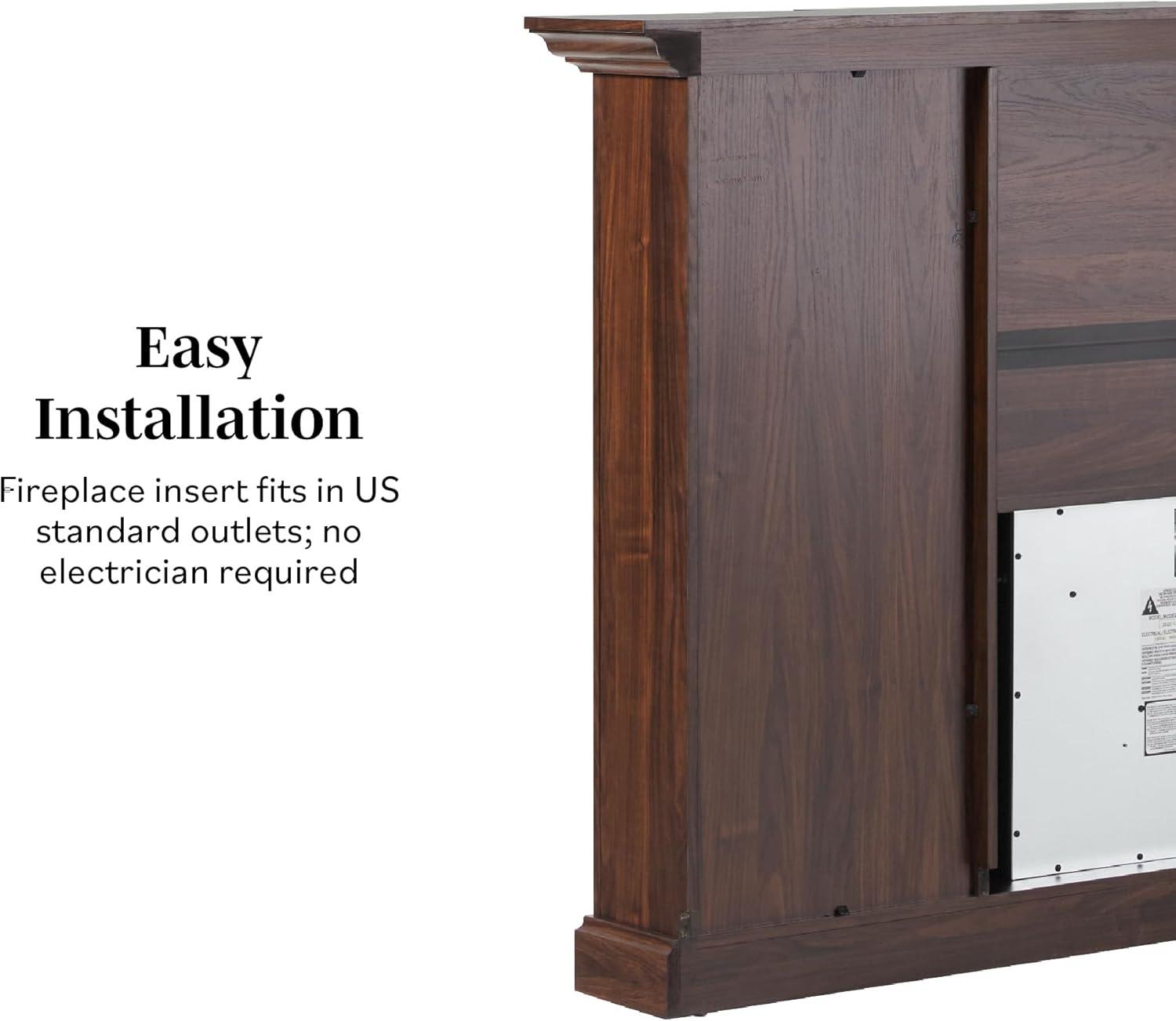 imageWalker Edison 70 Traditional Mantel Fireplace Freestanding Electric Fireplace with Shelves to Display Decor or Books Heats Rooms up to 1000 Square Feet 125quot D x 45quot H BrownBrown