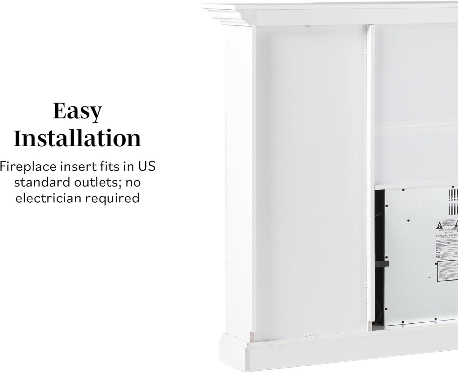 imageWalker Edison 70 Traditional Mantel Fireplace Freestanding Electric Fireplace with Shelves to Display Decor or Books Heats Rooms up to 1000 Square Feet 125quot D x 45quot H BrownWhite