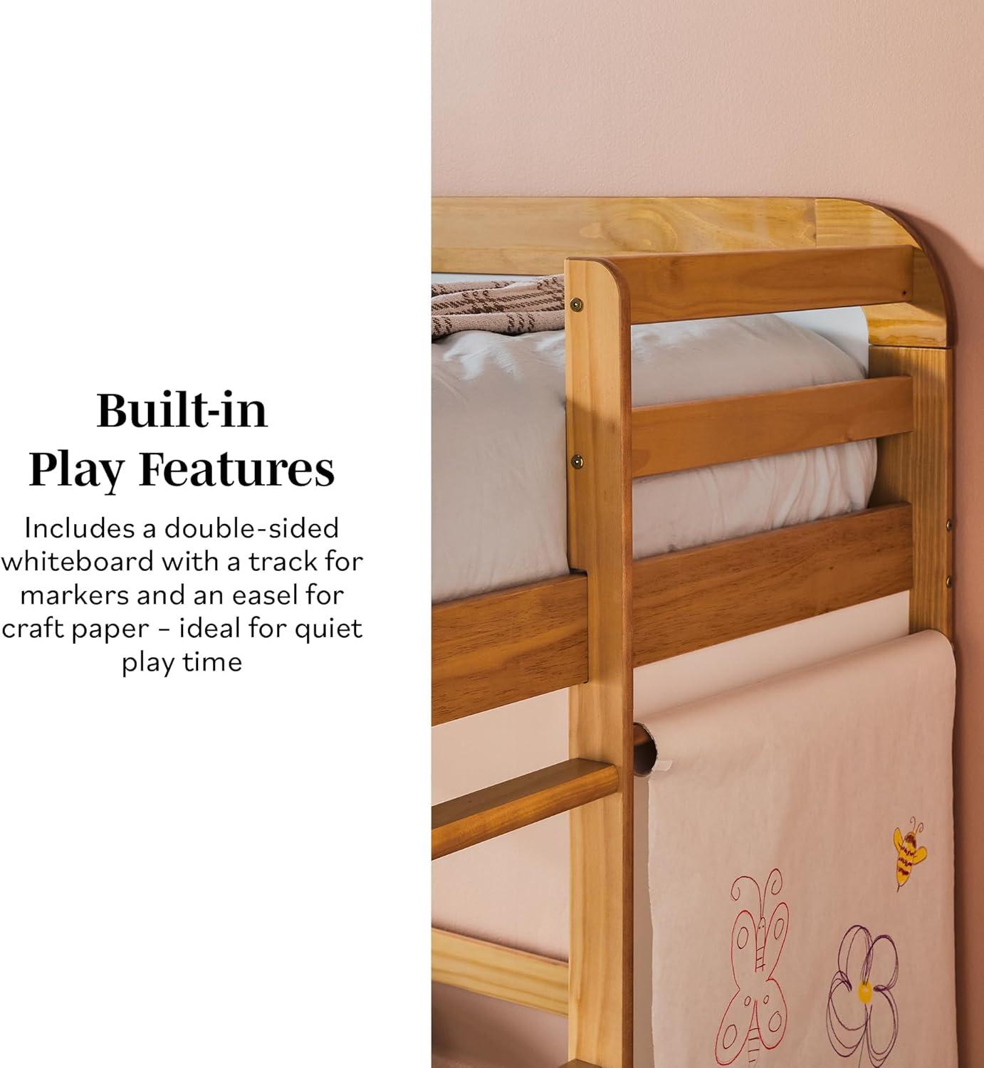 imageWalker Edison Adyn Kids Twin Solid Wood Loft Bed Builtin Ladder and White Board No Box Spring Required WalnutNatural Pine