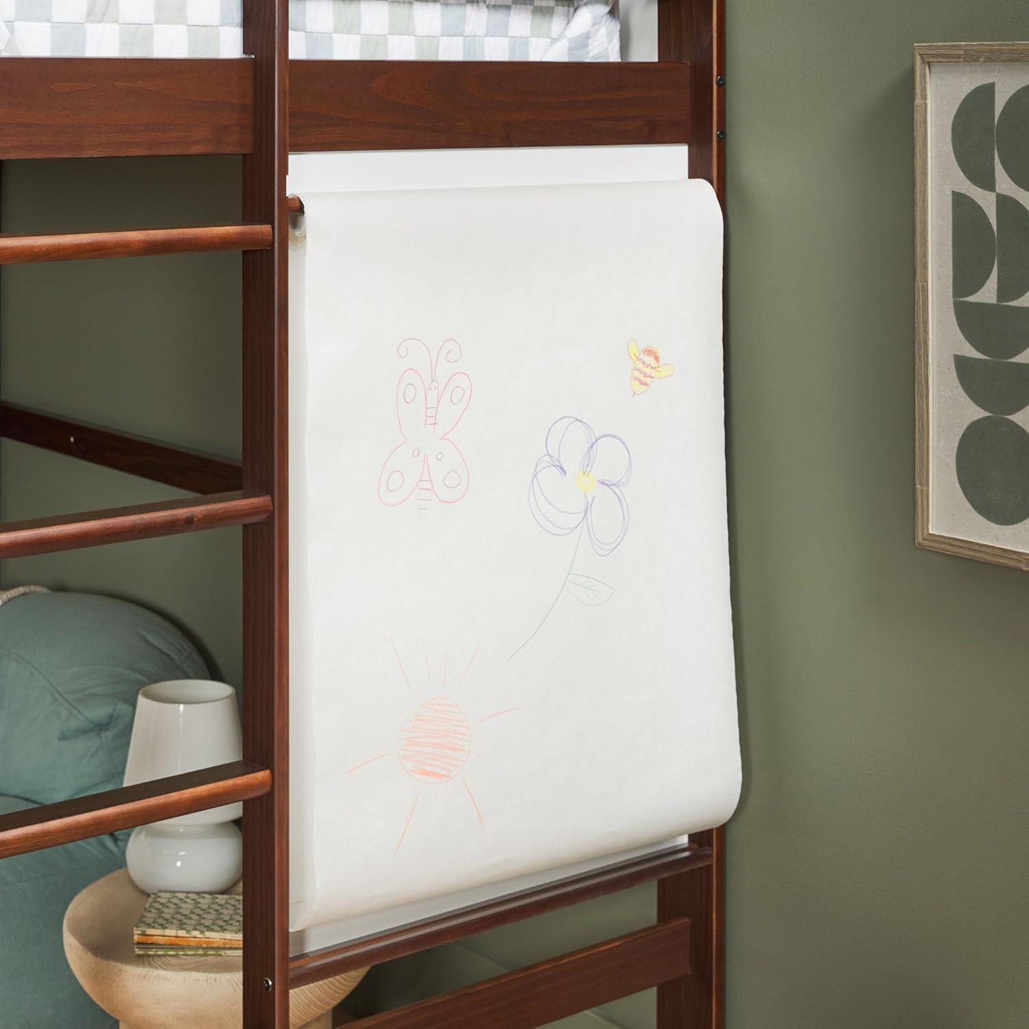 imageWalker Edison Adyn Kids Twin Solid Wood Loft Bed Builtin Ladder and White Board No Box Spring Required WalnutWalnut