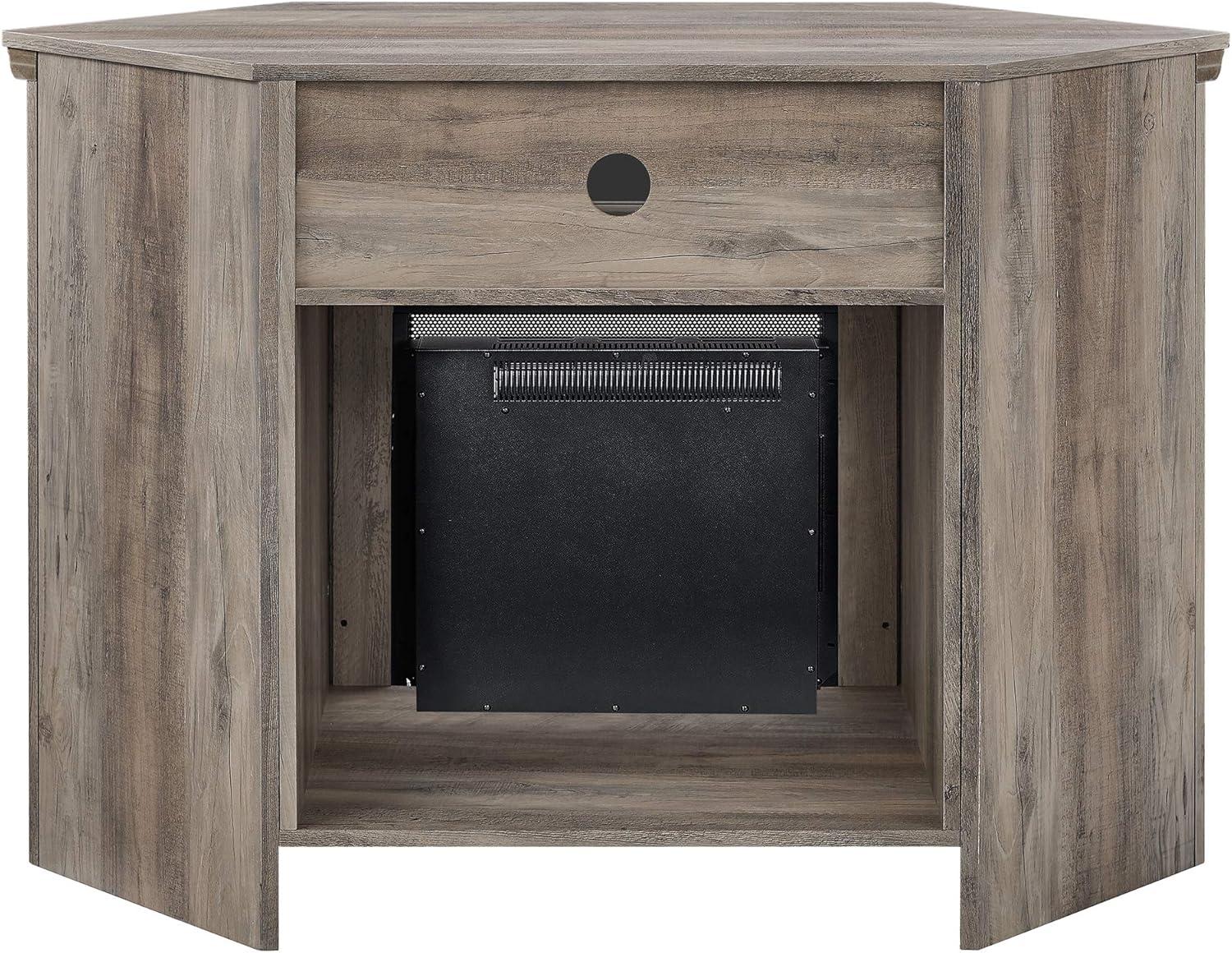 imageWalker Edison Alcott Classic Glass Door Fireplace Corner TV Stand for TVs up to 55 Inches 48 Inch Traditional BrownGrey Wash