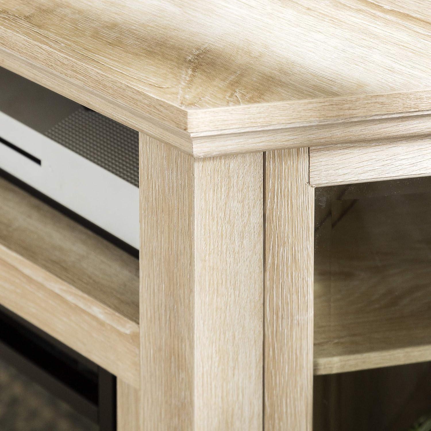 imageWalker Edison Alcott Classic Glass Door Fireplace Corner TV Stand for TVs up to 55 Inches 48 Inch Traditional BrownWhite Oak