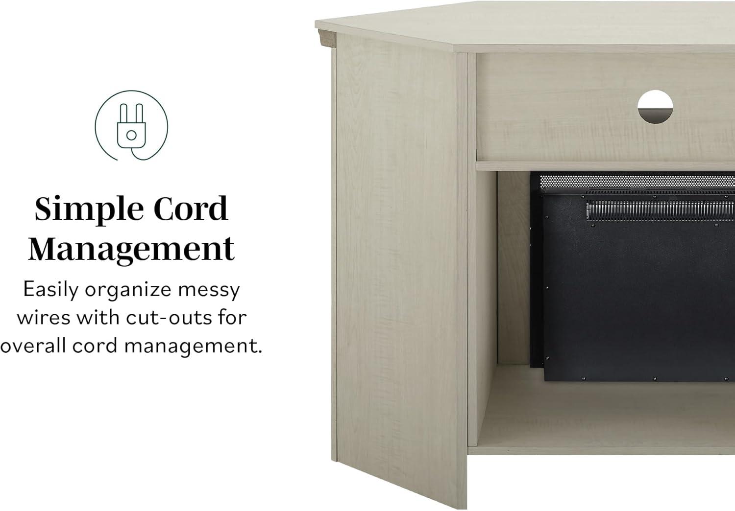 imageWalker Edison Alcott Classic Glass Door Fireplace Corner TV Stand for TVs up to 55 Inches 48 Inch Traditional BrownWhite Oak