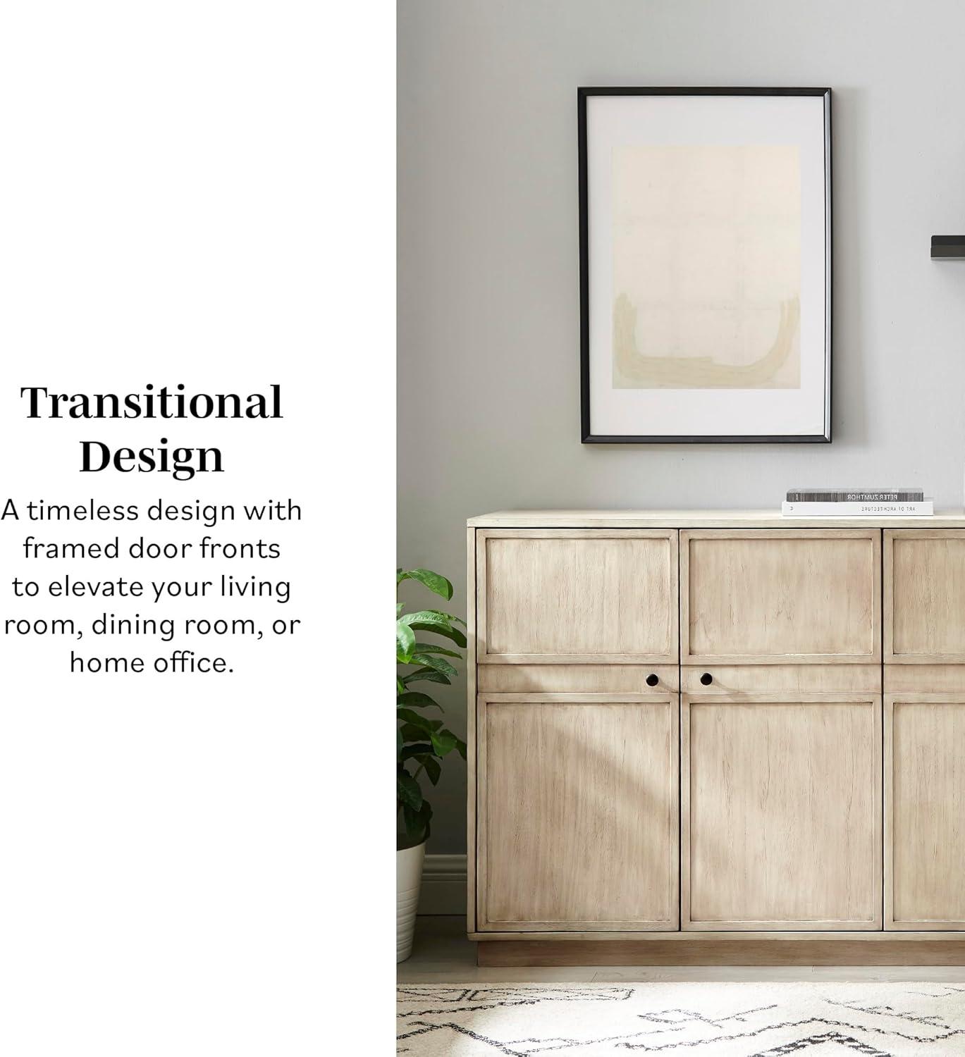 imageWalker Edison Alden Versatile 4 Door FramedStorageSideboard 62 Inch BirchBirch