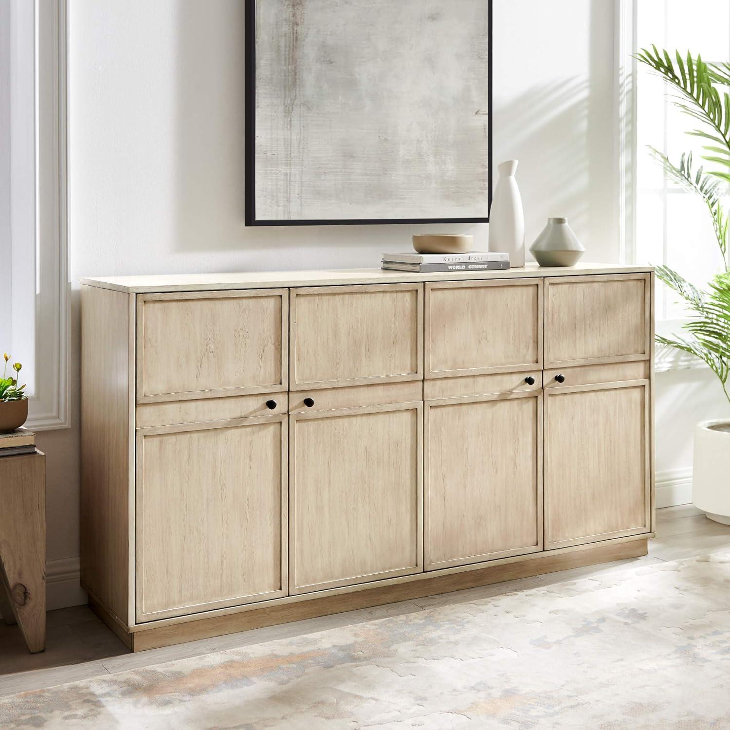 imageWalker Edison Alden Versatile 4 Door FramedStorageSideboard 62 Inch BirchBirch