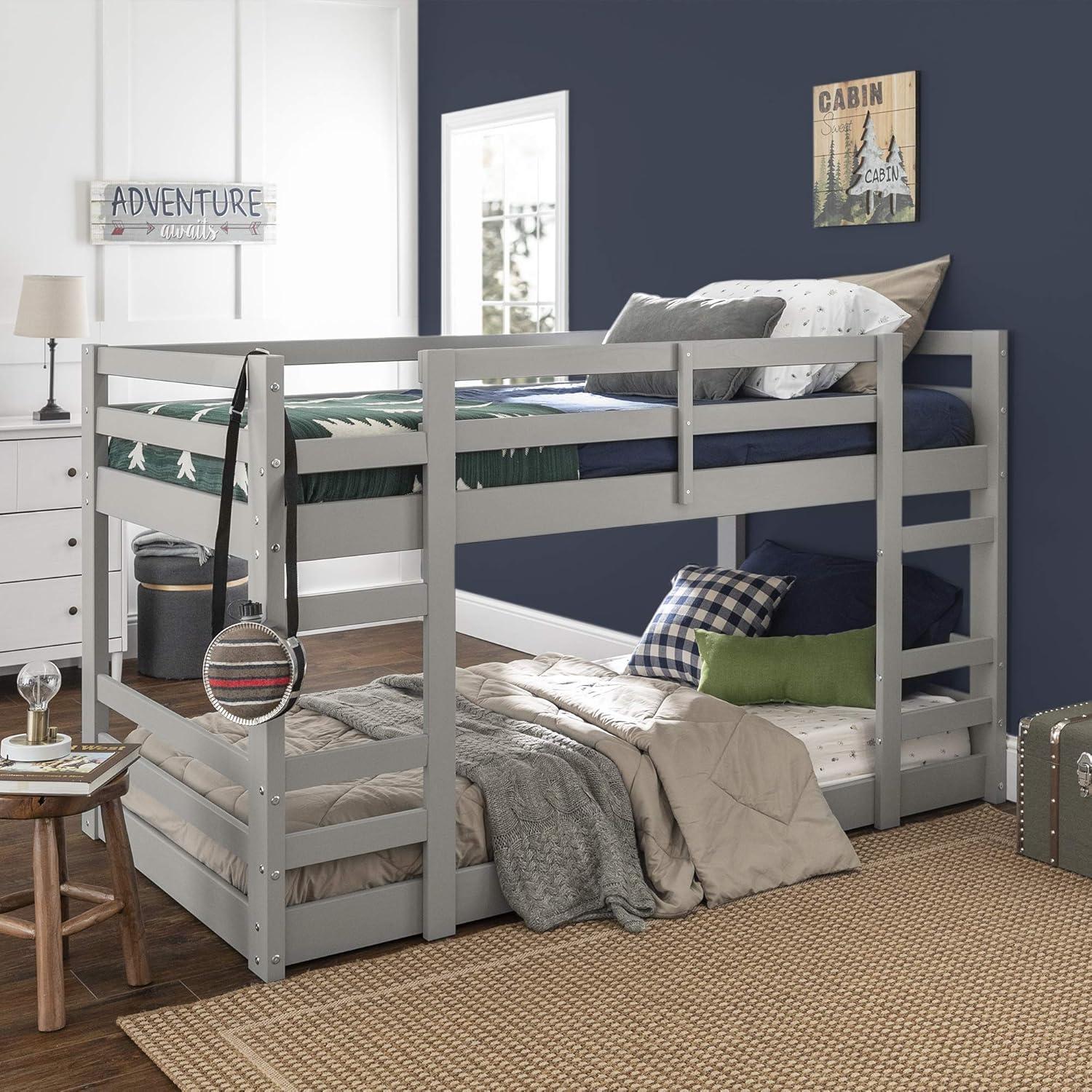 imageWalker Edison Alexander Classic Solid Wood Stackable Jr Twin over Twin Bunk Bed Twin over Twin GreyGrey