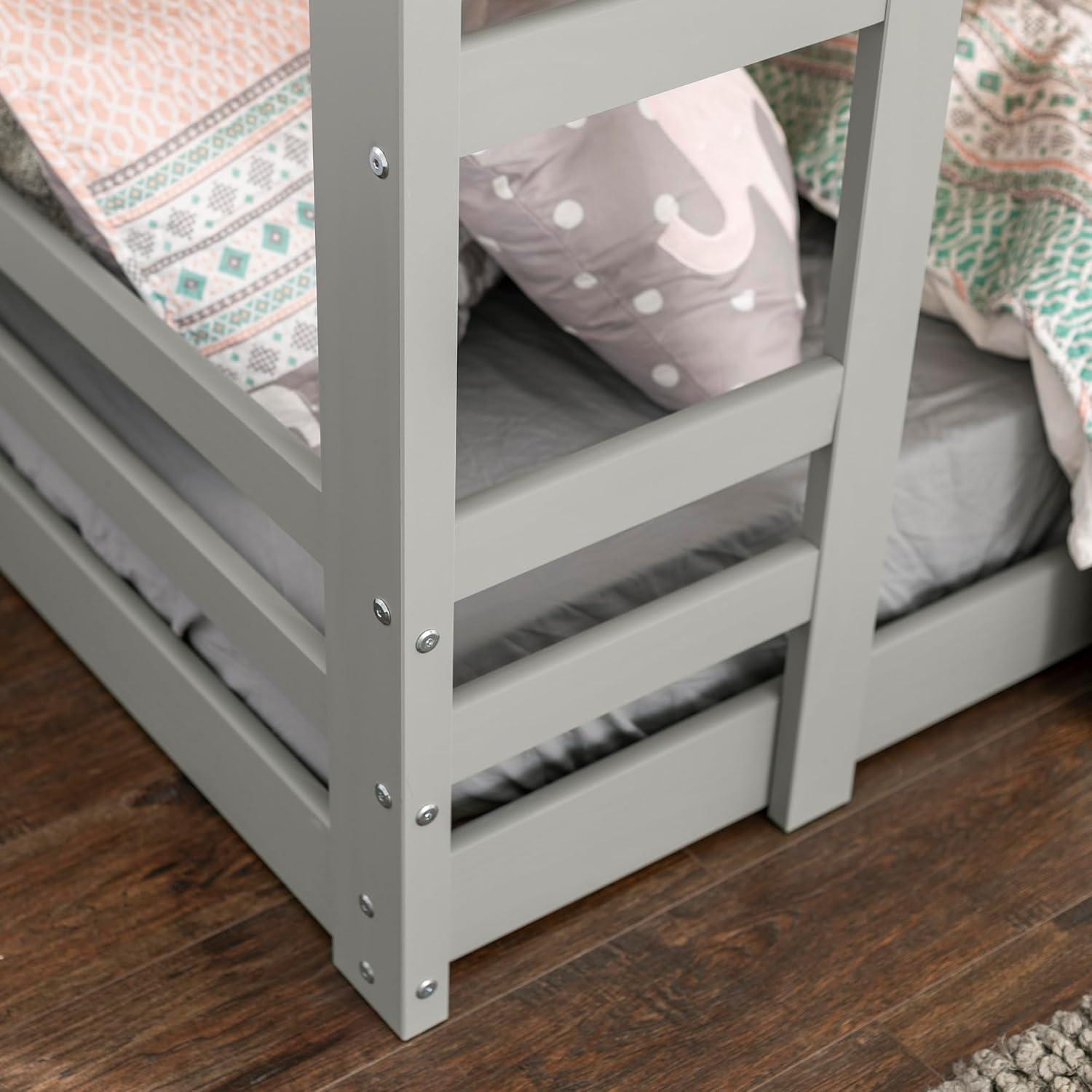 imageWalker Edison Alexander Classic Solid Wood Stackable Jr Twin over Twin Bunk Bed Twin over Twin GreyGrey