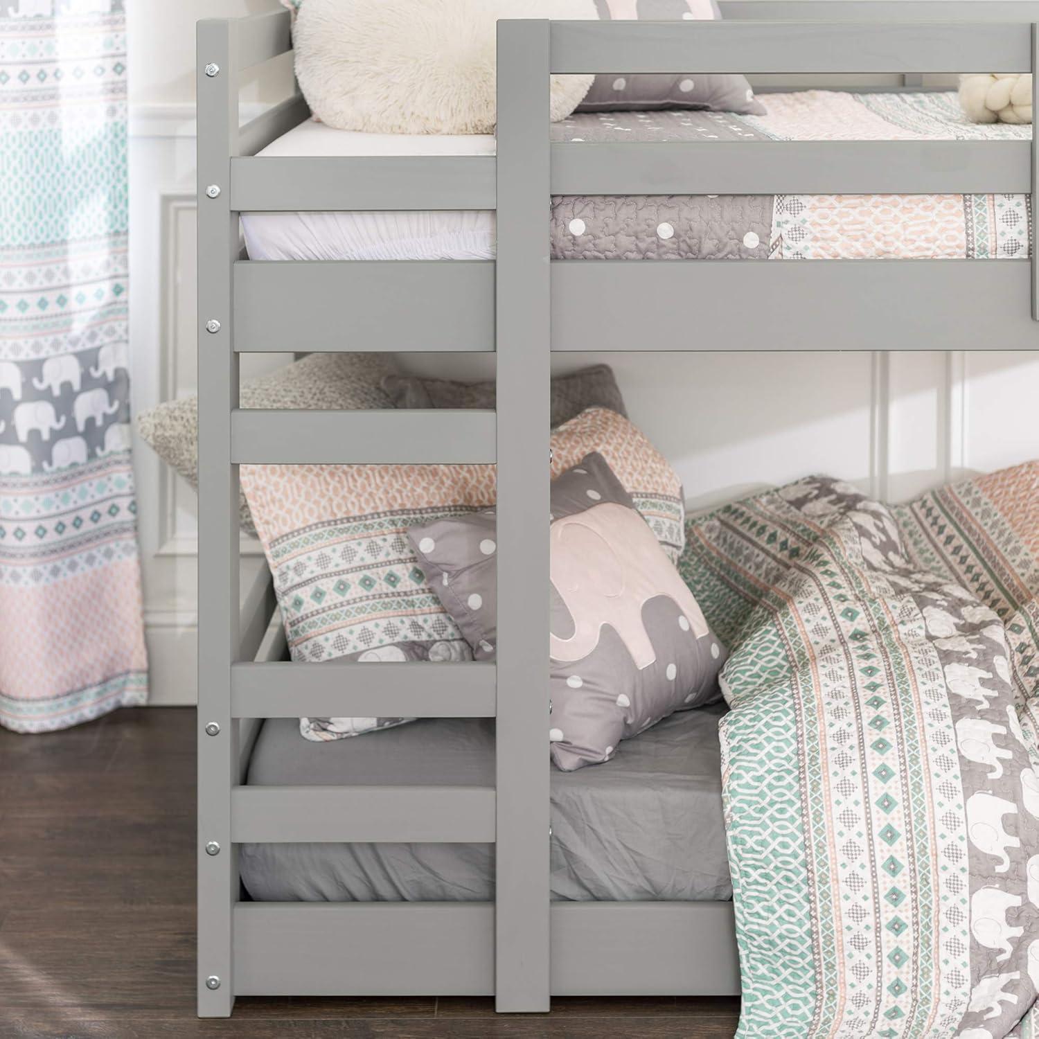 imageWalker Edison Alexander Classic Solid Wood Stackable Jr Twin over Twin Bunk Bed Twin over Twin GreyGrey