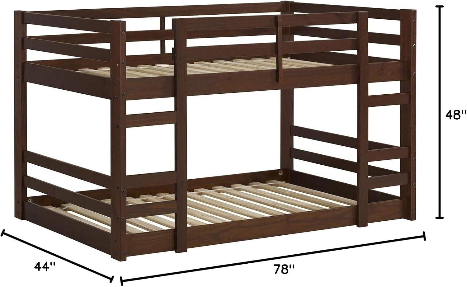 imageWalker Edison Alexander Classic Solid Wood Stackable Jr Twin over Twin Bunk Bed Twin over Twin GreyWalnut