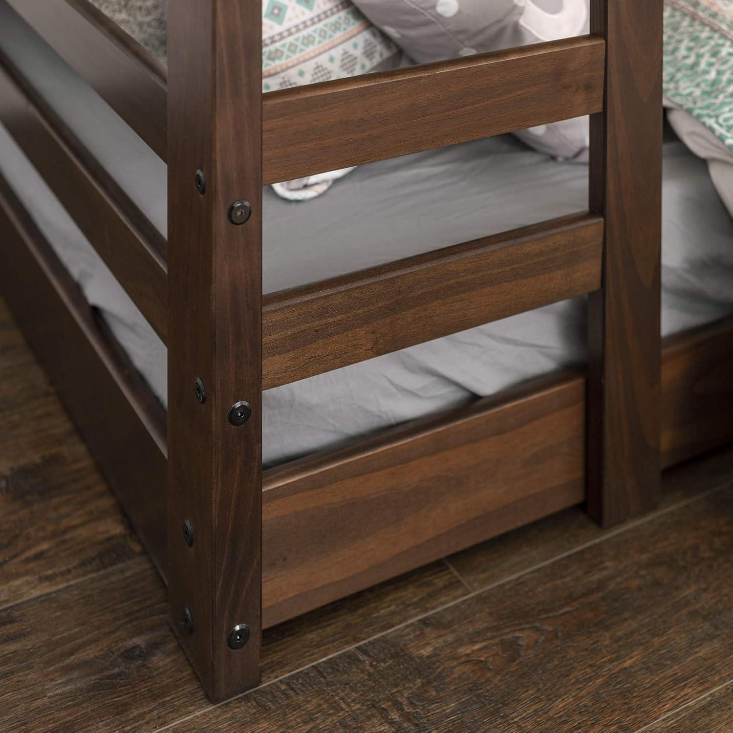 imageWalker Edison Alexander Classic Solid Wood Stackable Jr Twin over Twin Bunk Bed Twin over Twin GreyWalnut