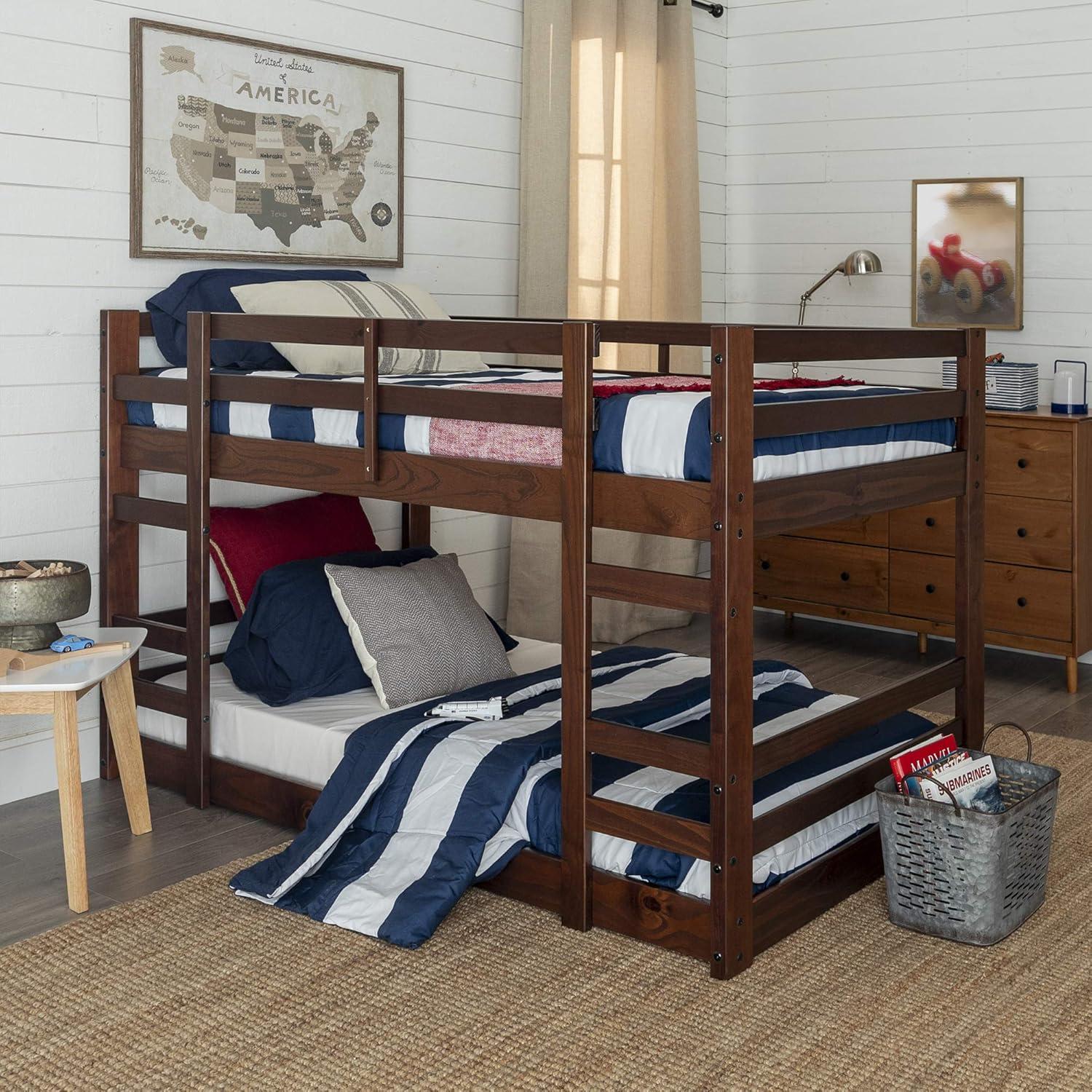 imageWalker Edison Alexander Classic Solid Wood Stackable Jr Twin over Twin Bunk Bed Twin over Twin GreyWalnut