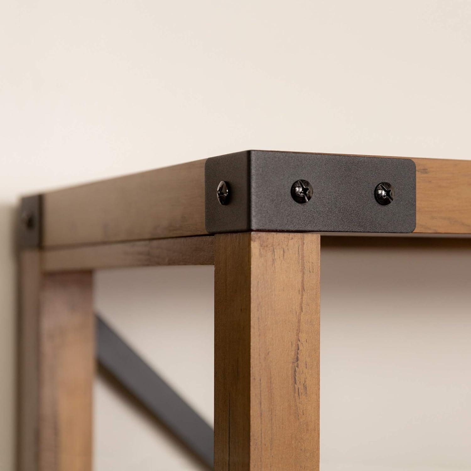 imageWalker Edison Andersen Urban Industrial Metal X Back 4 tier Bookshelf 64 Inch Grey WashRustic Oak