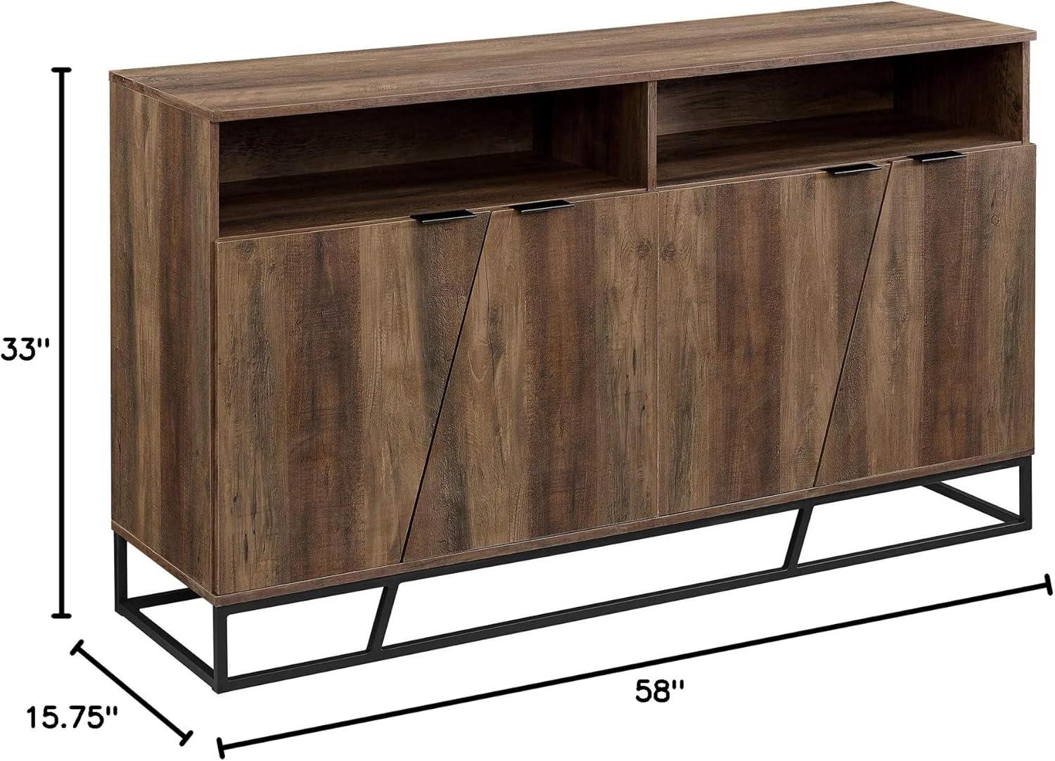 imageWalker Edison Angled Door CabinetSideboardBuffet with Open Shelf Storage 58 Rustic Oak