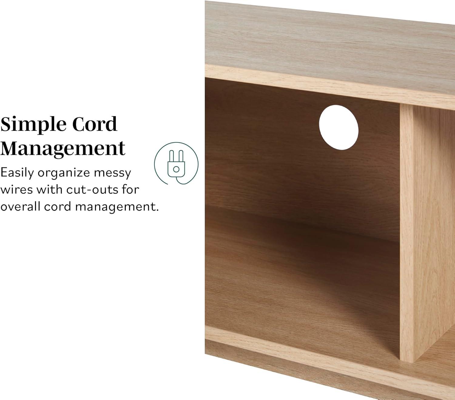 imageWalker Edison Arundo Fluted TV Stand for TVs up to 65 Inches 58quot TV Stand MochaCoastal Oak