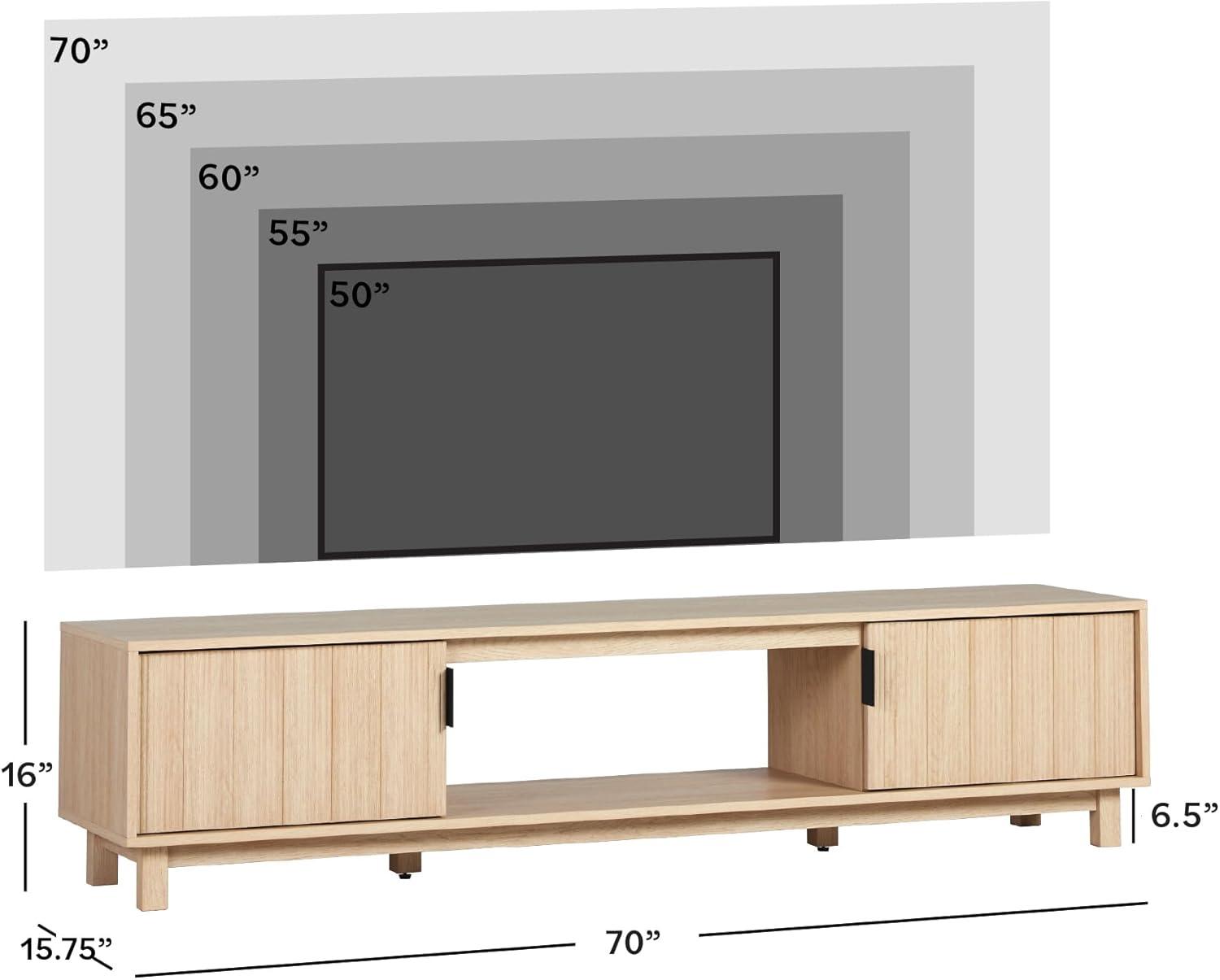 imageWalker Edison Arundo Fluted TV Stand for TVs up to 65 Inches 58quot TV Stand MochaCoastal Oak