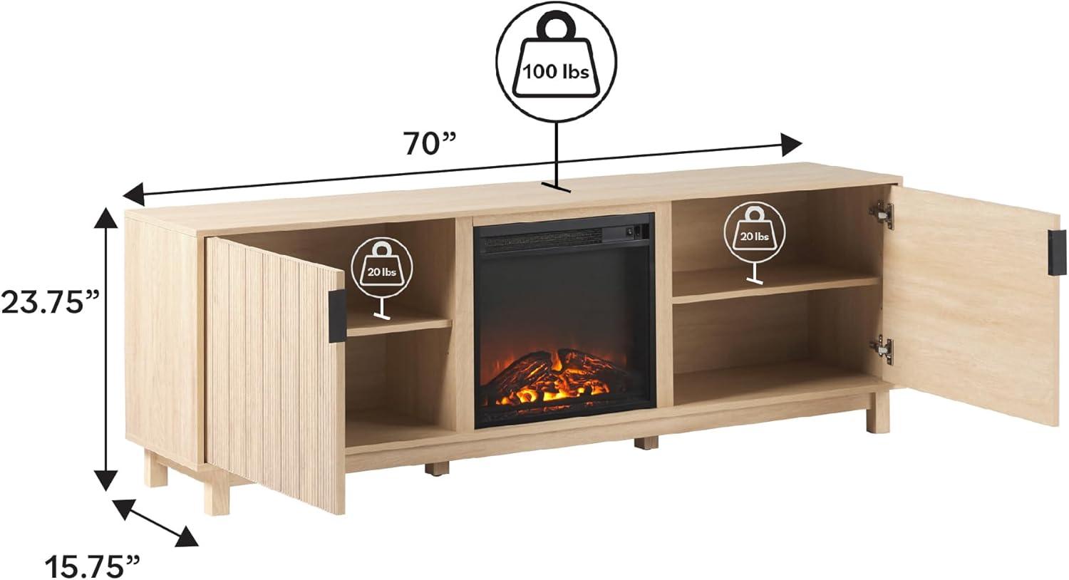 imageWalker Edison Arundo Fluted TV Stand for TVs up to 65 Inches 58quot TV Stand MochaCoastal Oak