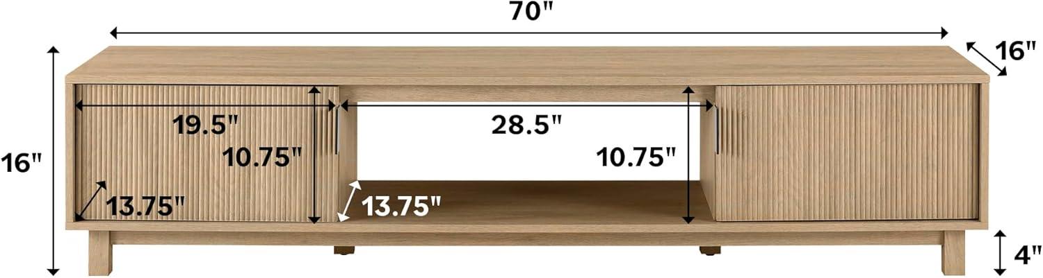 imageWalker Edison Arundo Fluted TV Stand for TVs up to 65 Inches 58quot TV Stand MochaCoastal Oak