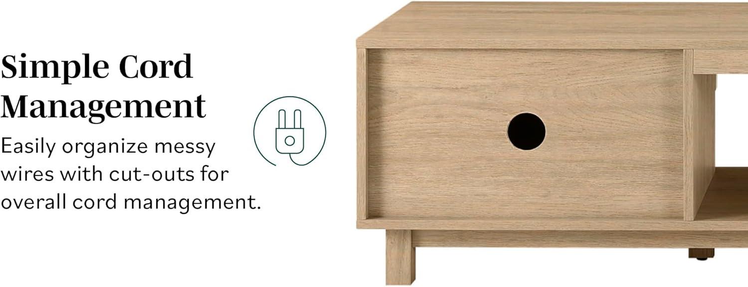 imageWalker Edison Arundo Fluted TV Stand for TVs up to 65 Inches 58quot TV Stand MochaCoastal Oak