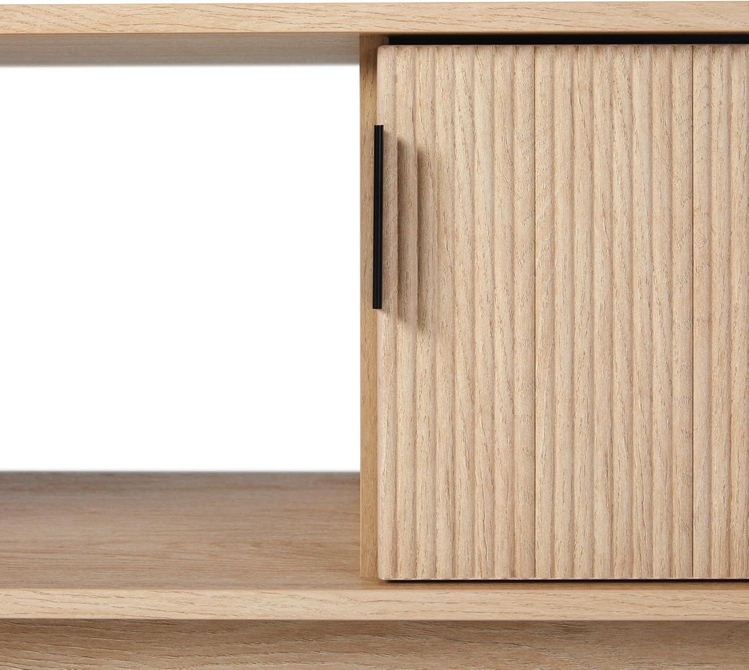 imageWalker Edison Arundo Fluted TV Stand for TVs up to 65 Inches 58quot TV Stand MochaCoastal Oak