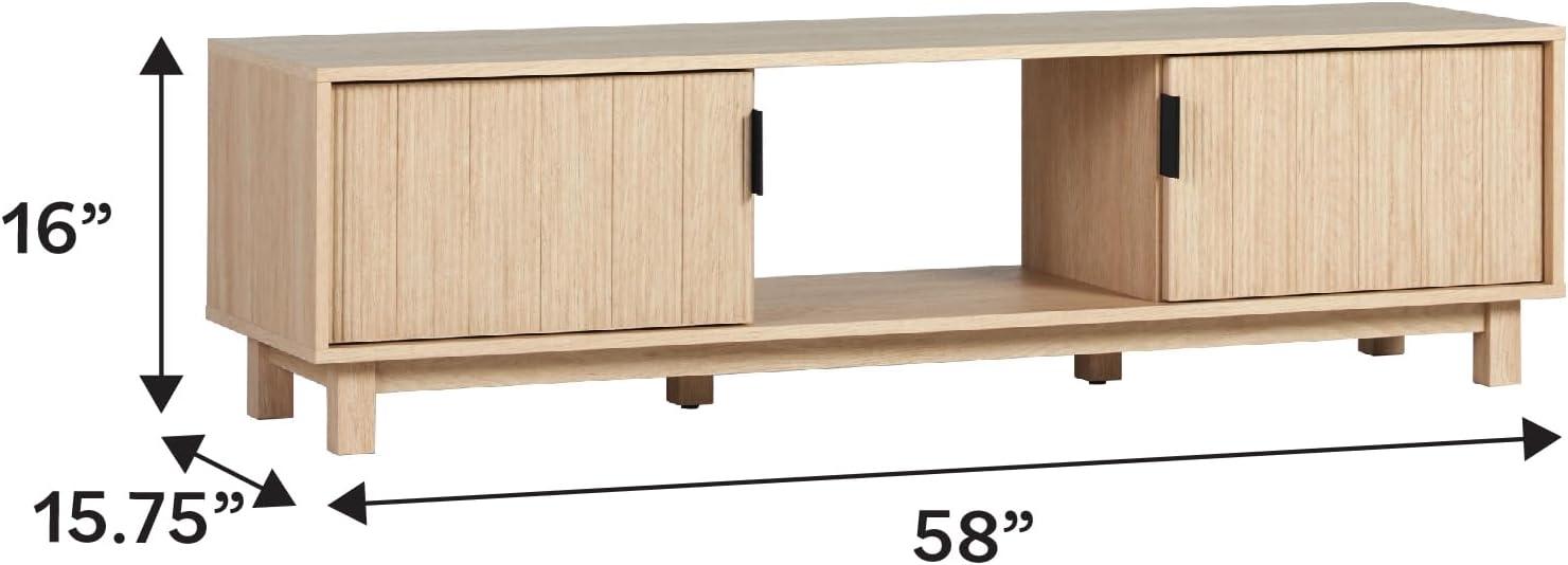 imageWalker Edison Arundo Fluted TV Stand for TVs up to 65 Inches 58quot TV Stand MochaCoastal Oak