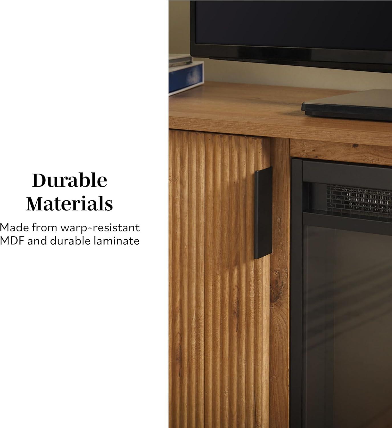 imageWalker Edison Arundo Fluted TV Stand for TVs up to 65 Inches 58quot TV Stand MochaEnglish Oak