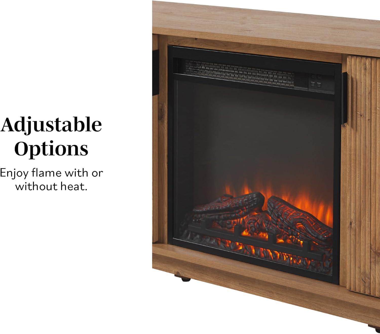 imageWalker Edison Arundo Fluted TV Stand for TVs up to 65 Inches 58quot TV Stand MochaEnglish Oak