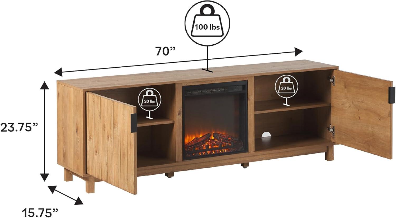 imageWalker Edison Arundo Fluted TV Stand for TVs up to 65 Inches 58quot TV Stand MochaEnglish Oak