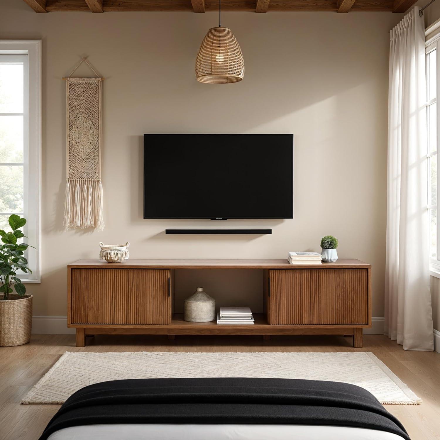 imageWalker Edison Arundo Fluted TV Stand for TVs up to 65 Inches 58quot TV Stand MochaMocha