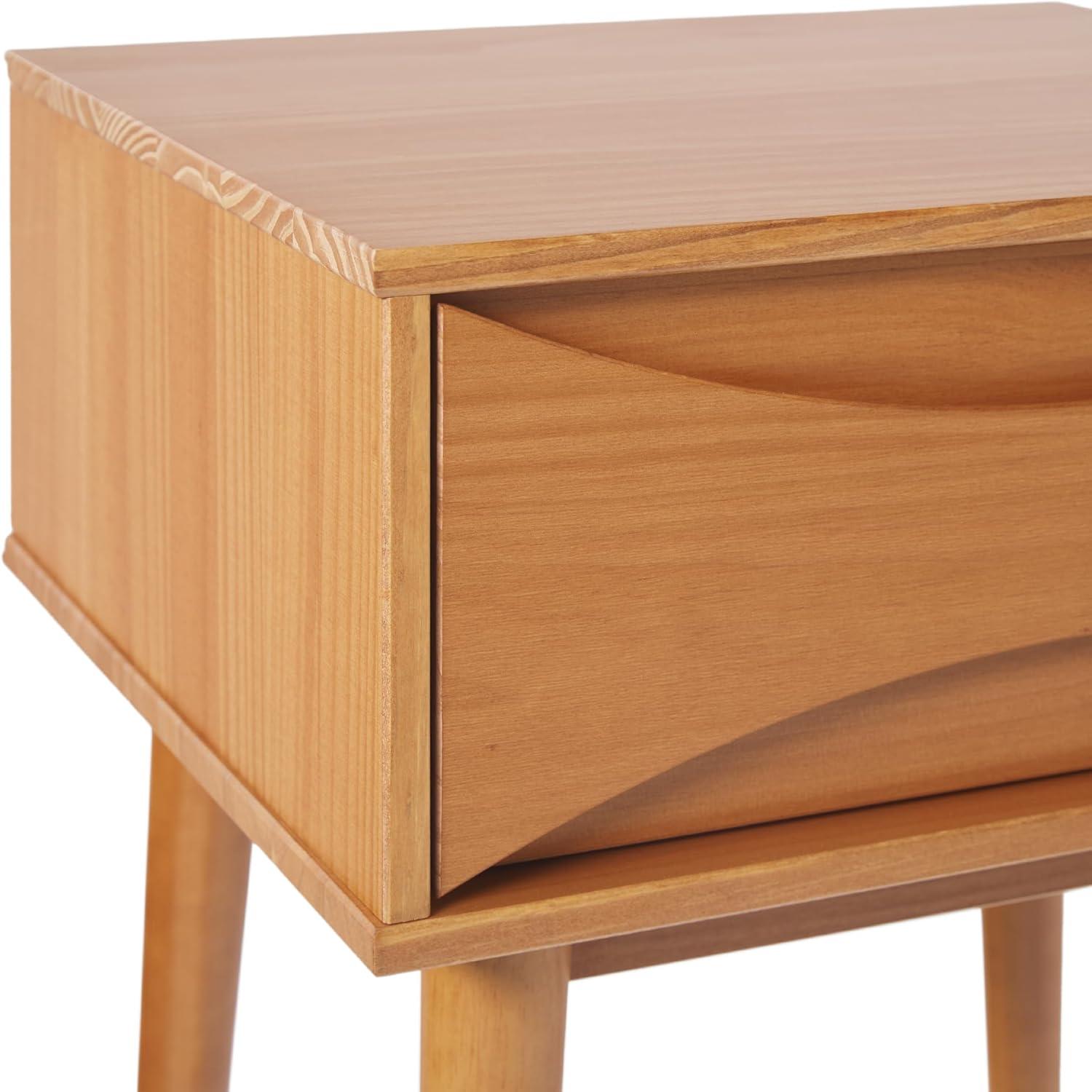 imageWalker Edison Atticus Solid Wood Retro 1Drawer Nightstand 25 Inch CaramelCaramel