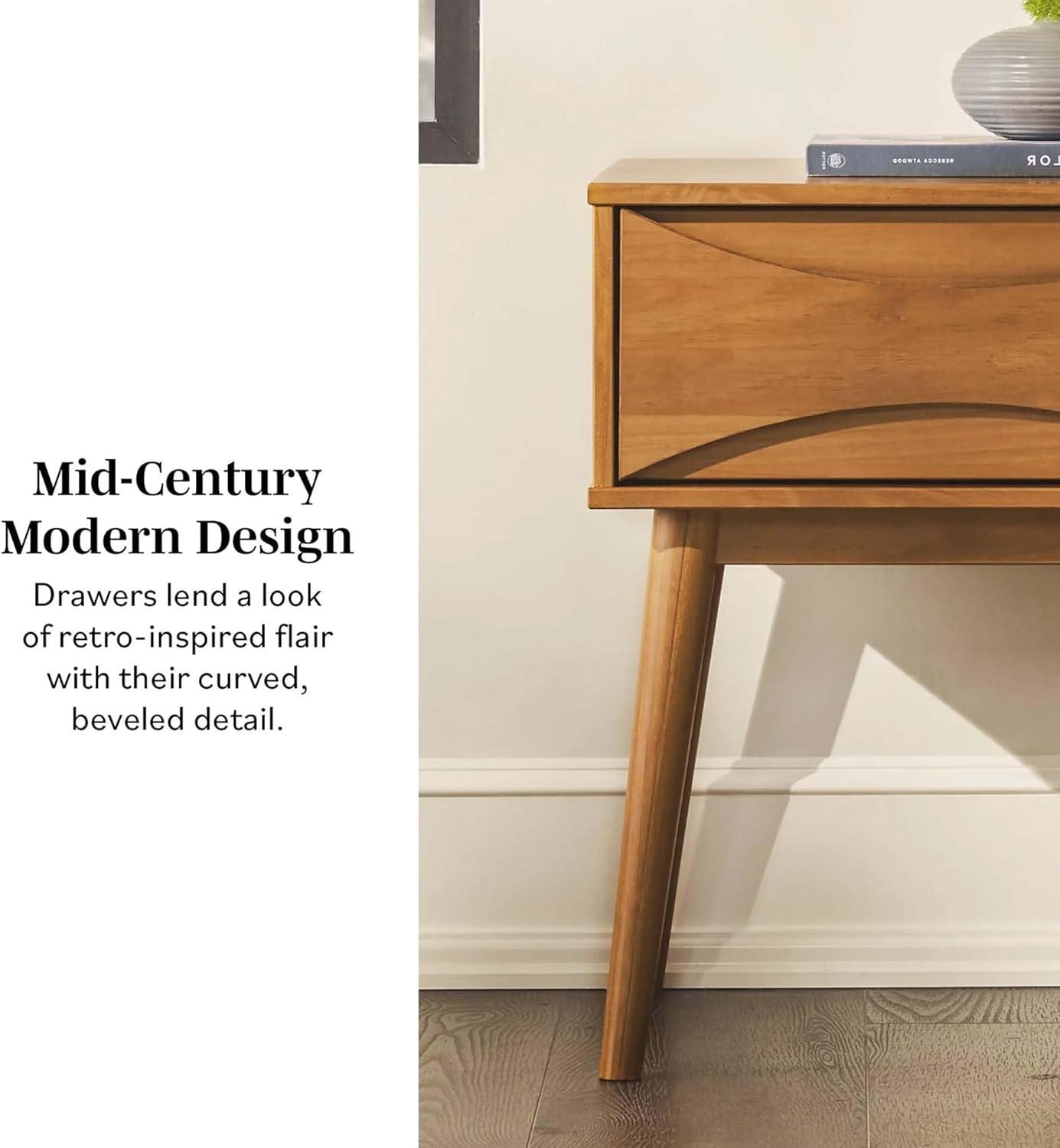 imageWalker Edison Atticus Solid Wood Retro 1Drawer Nightstand 25 Inch CaramelCaramel