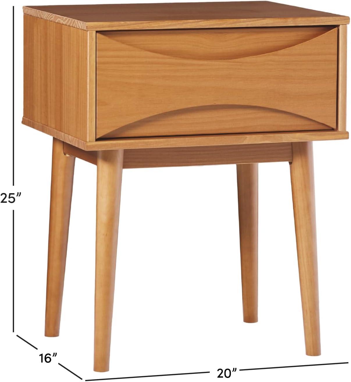 imageWalker Edison Atticus Solid Wood Retro 1Drawer Nightstand 25 Inch CaramelCaramel