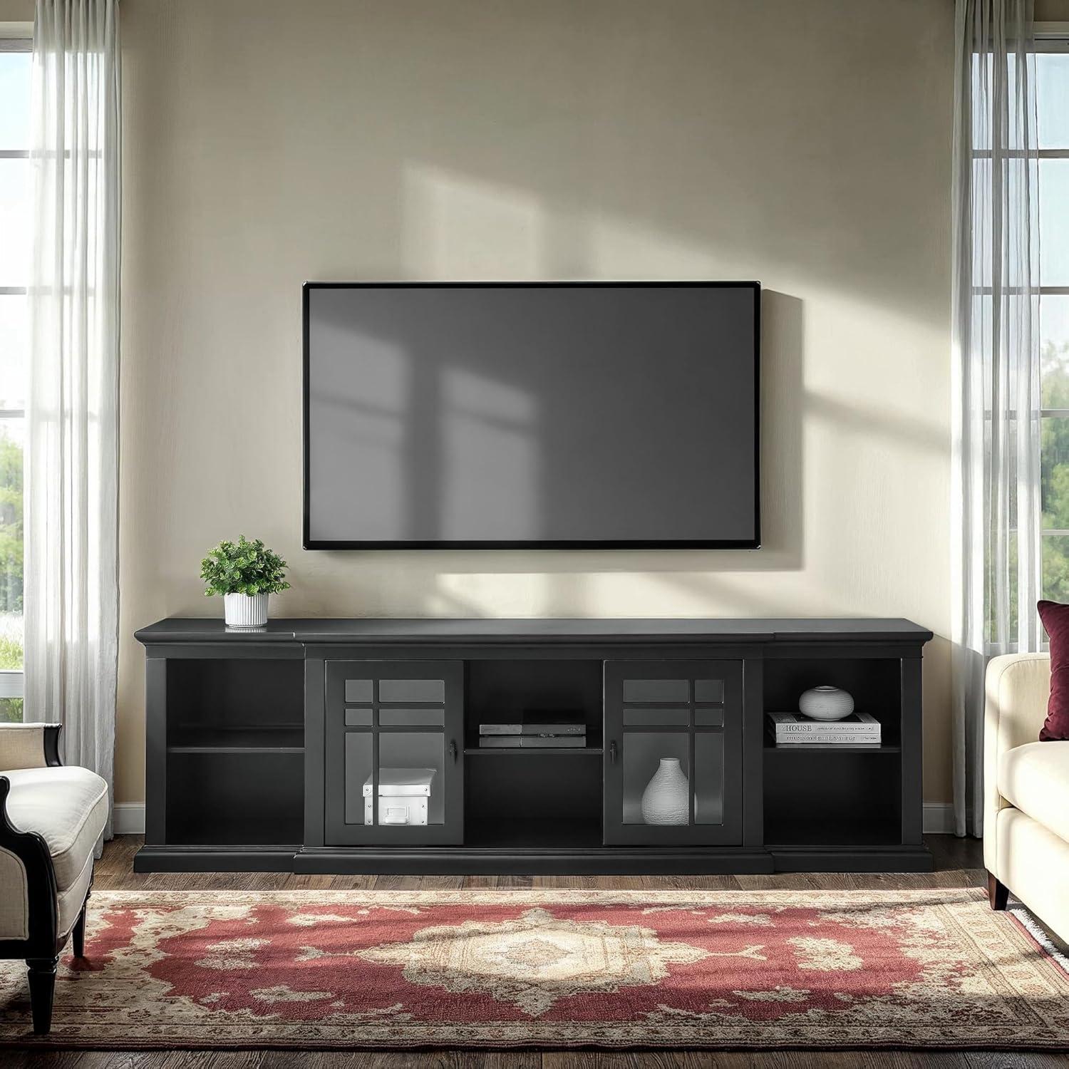 imageWalker Edison Bardot Classic GlassFront 2Door Storage Stand for TVs up to 88 Inches 80 Inch WhiteBlack