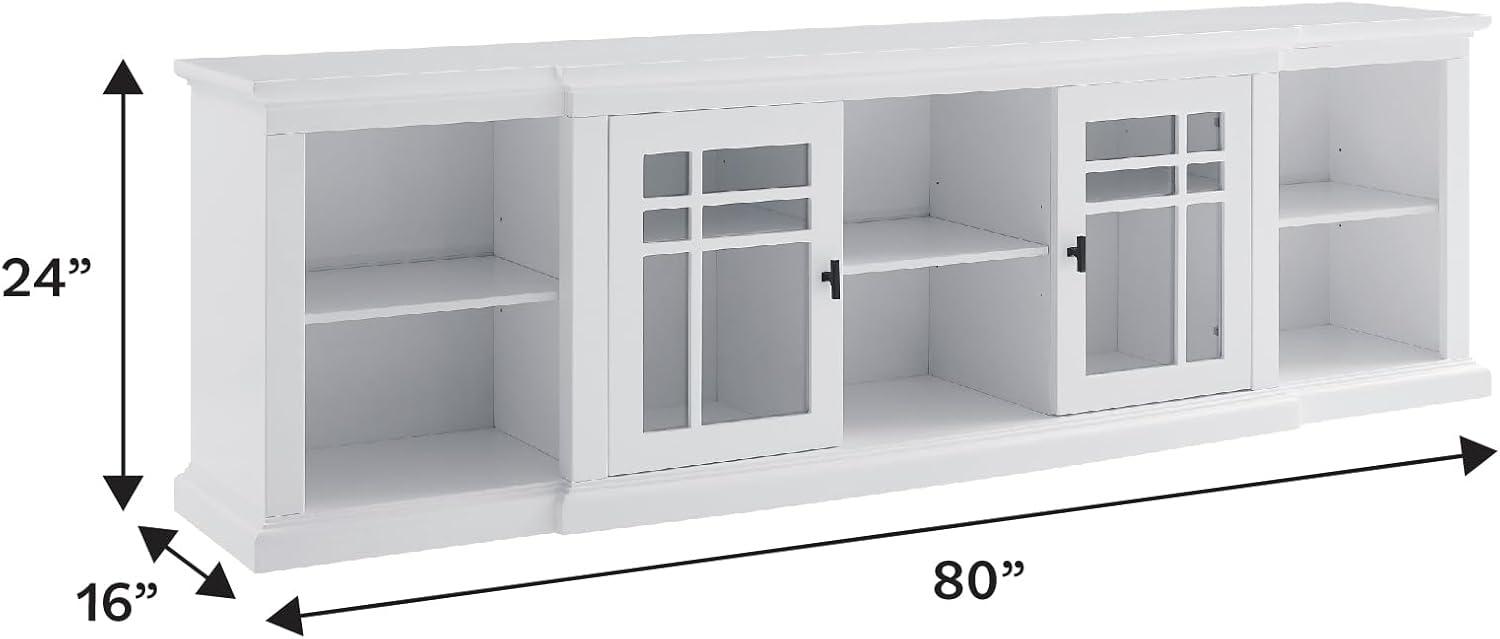 imageWalker Edison Bardot Classic GlassFront 2Door Storage Stand for TVs up to 88 Inches 80 Inch WhiteWhite