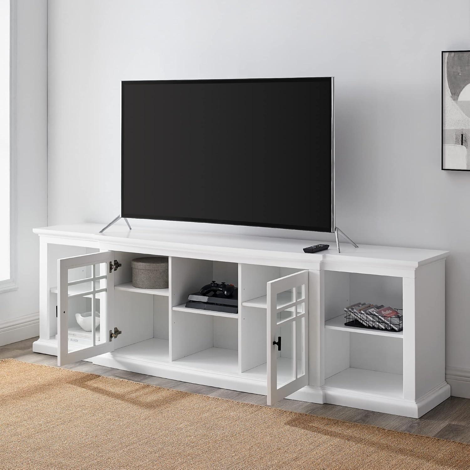 imageWalker Edison Bardot Classic GlassFront 2Door Storage Stand for TVs up to 88 Inches 80 Inch WhiteWhite