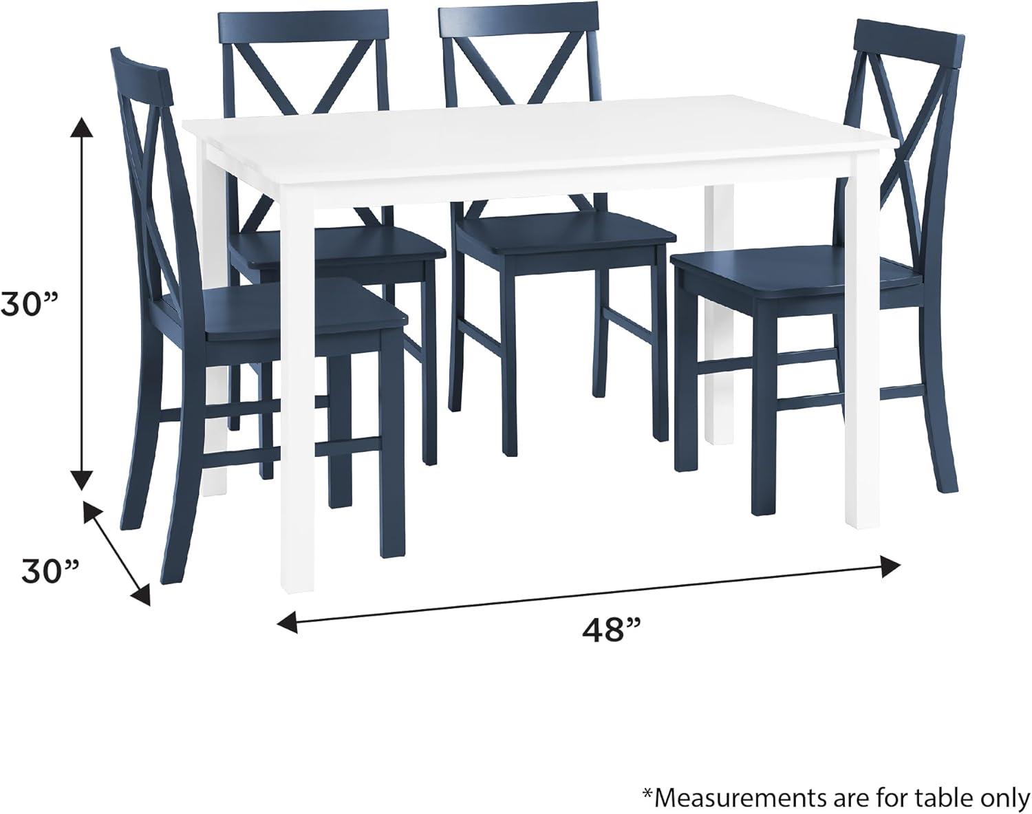 imageWalker Edison Bennet Bennett Farmhouse 5 Piece Table and X Back Chair Dining Set Set of 5 Navy Blue
