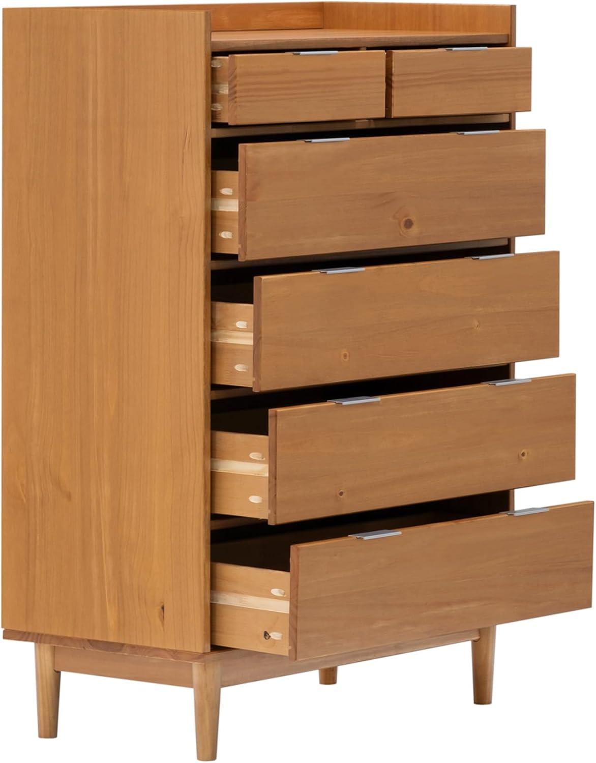 imageWalker Edison Blythe MidCentury Modern TrayTop Solid Wood 6Drawer Dresser 30 Inch CaramelCaramel