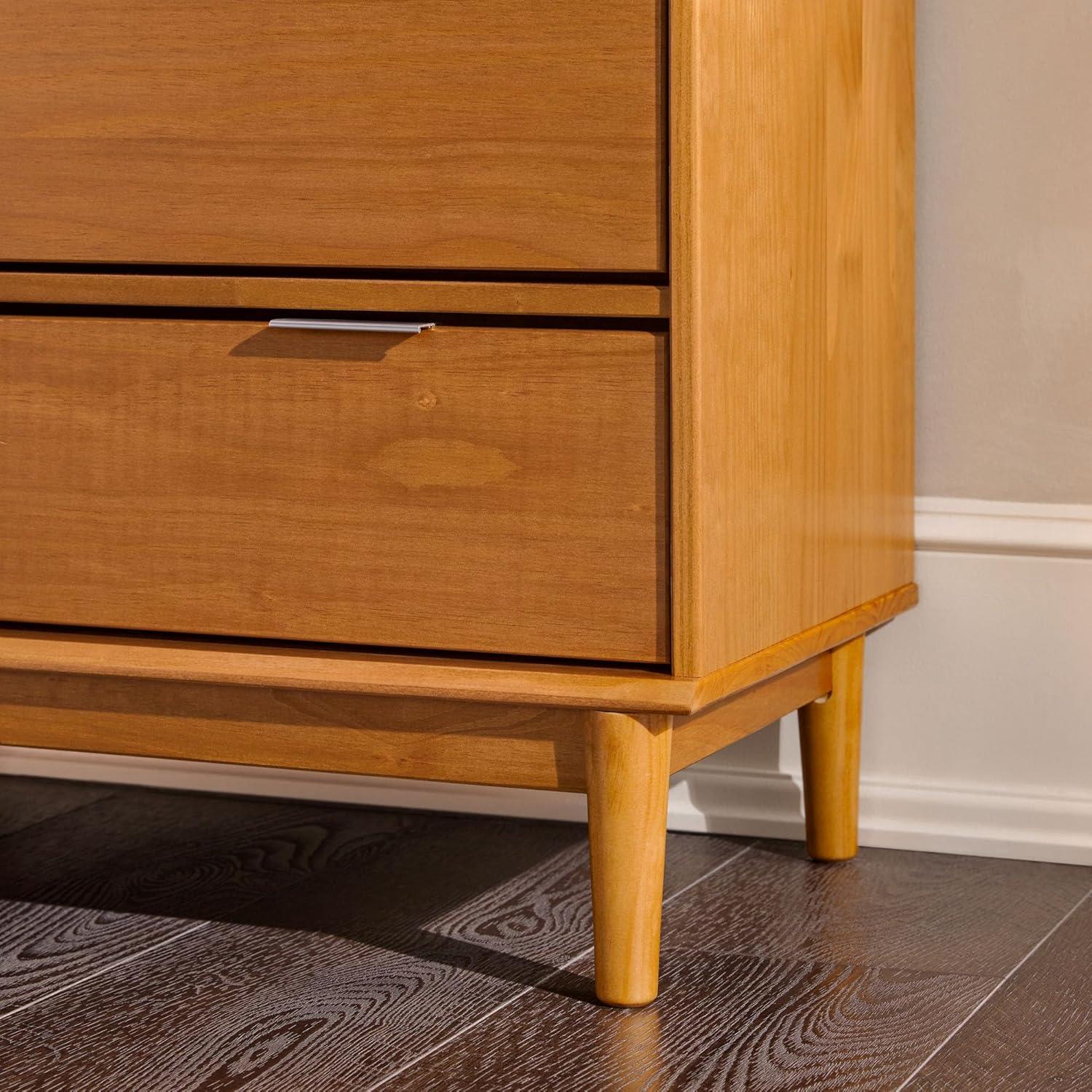 imageWalker Edison Blythe MidCentury Modern TrayTop Solid Wood 6Drawer Dresser 30 Inch CaramelCaramelt