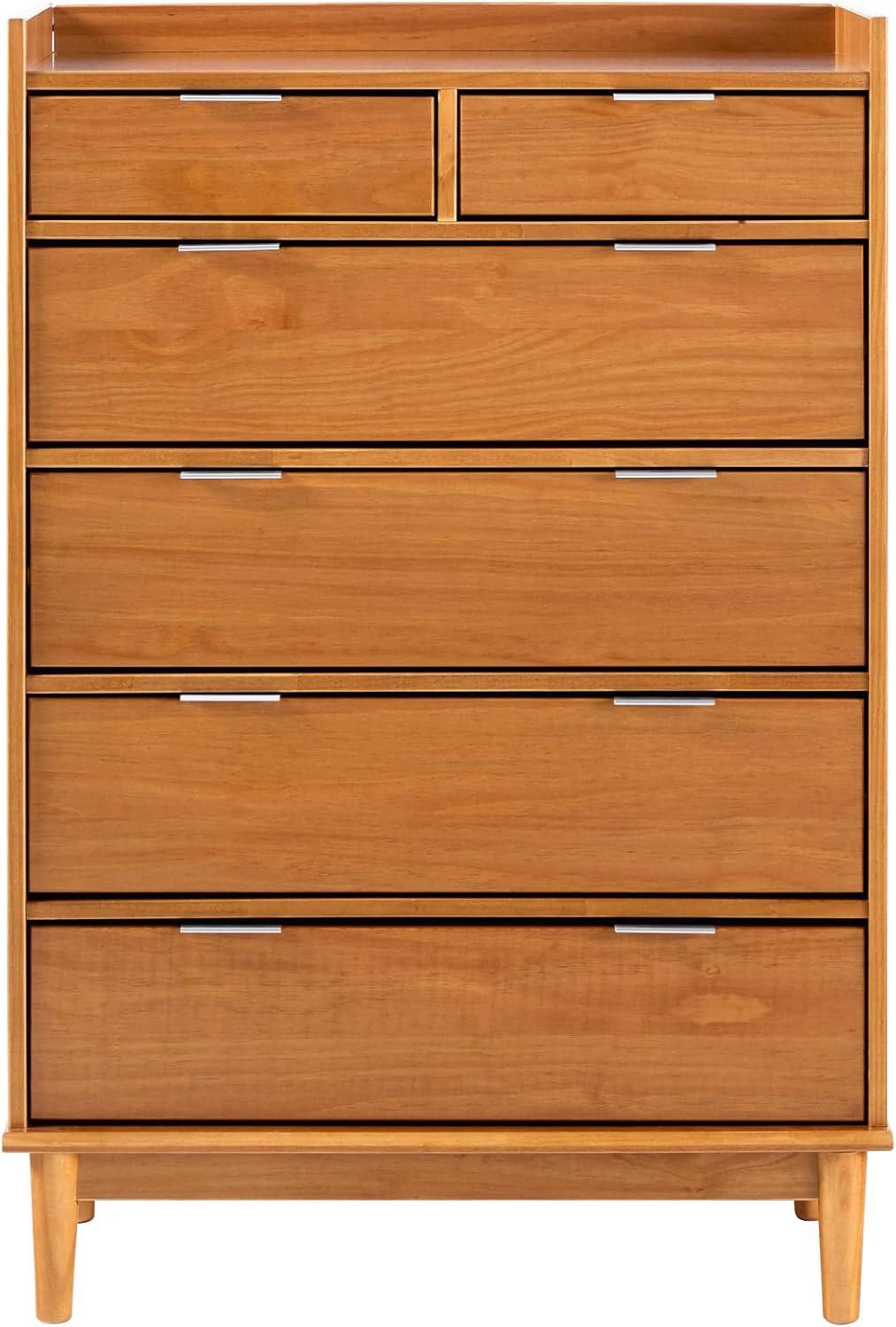 imageWalker Edison Blythe MidCentury Modern TrayTop Solid Wood 6Drawer Dresser 30 Inch CaramelCaramelt