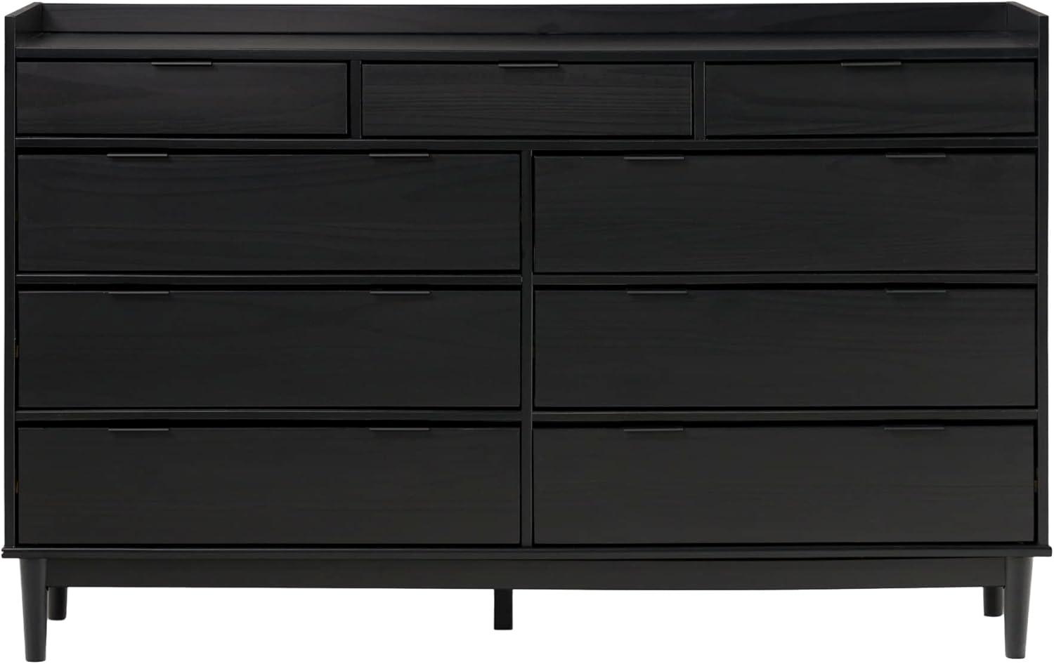 imageWalker Edison Blythe MidCentury Modern TrayTop Solid Wood 9Drawer Dresser 60 Inch CaramelBlack