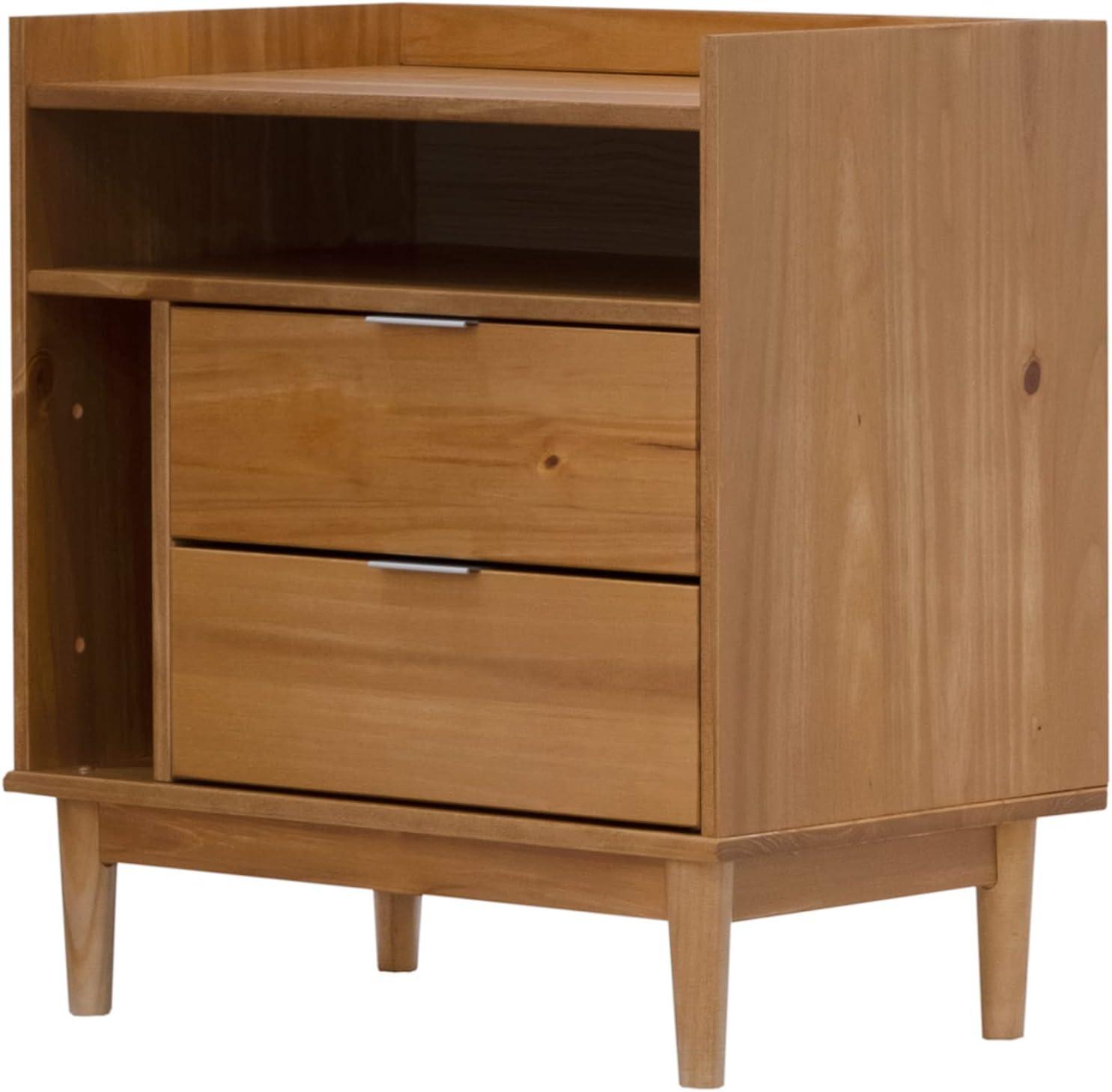 imageWalker Edison Blythe MidCentury Modern TrayTop Storage Nightstand 25 Inch WhiteCaramel