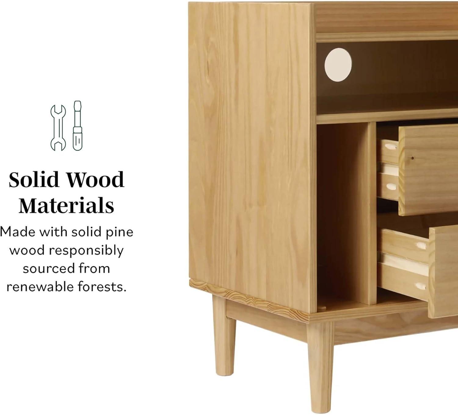 imageWalker Edison Blythe MidCentury Modern TrayTop Storage Nightstand 25 Inch WhiteNatural Pine